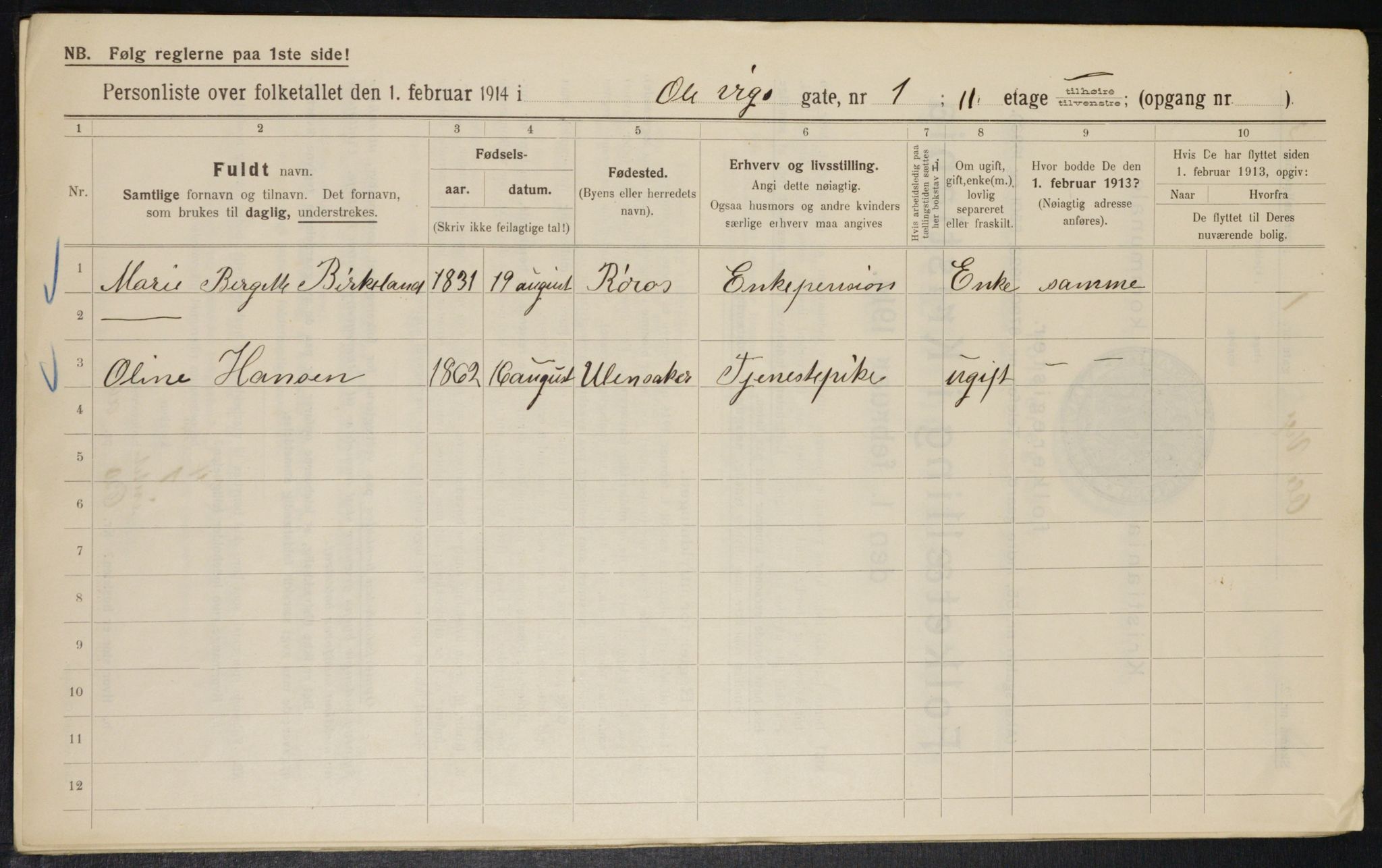 OBA, Municipal Census 1914 for Kristiania, 1914, p. 75463