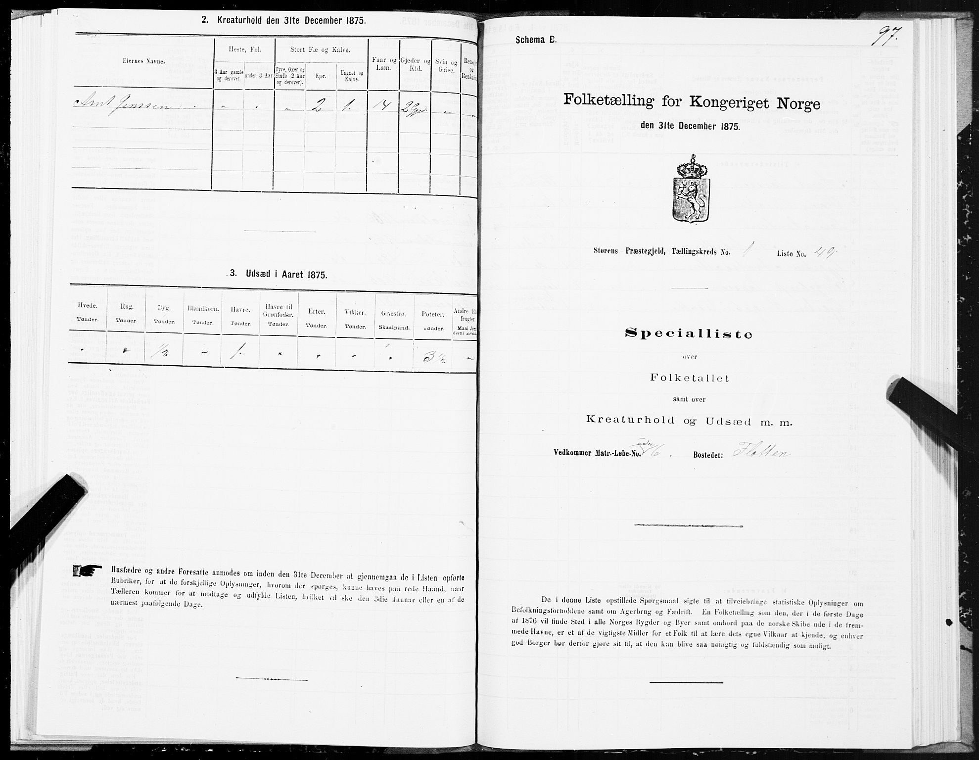 SAT, 1875 census for 1648P Støren, 1875, p. 1097