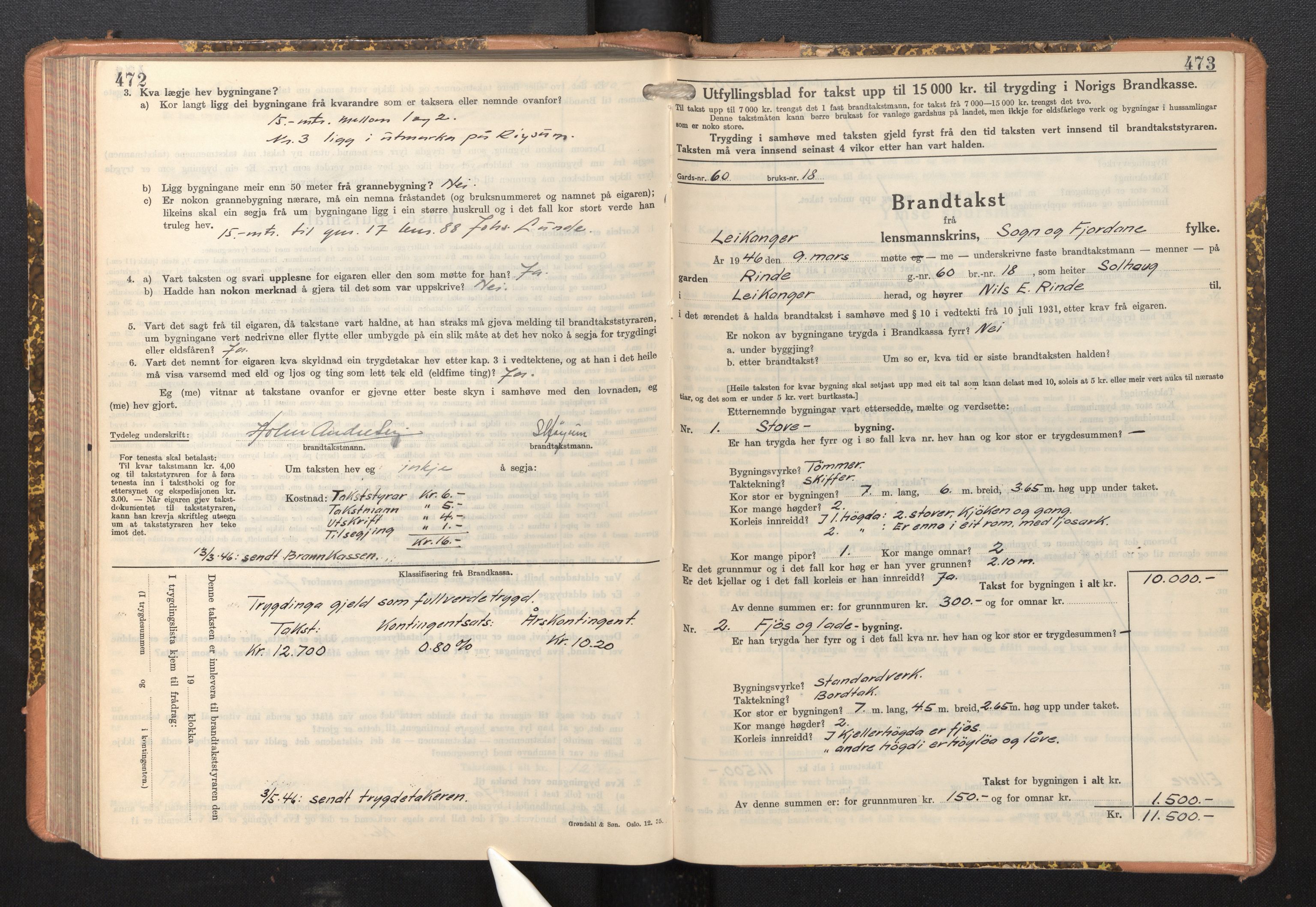 Lensmannen i Leikanger, SAB/A-29201/0012/L0008: Branntakstprotokoll, skjematakst, 1937-1946, p. 472-473