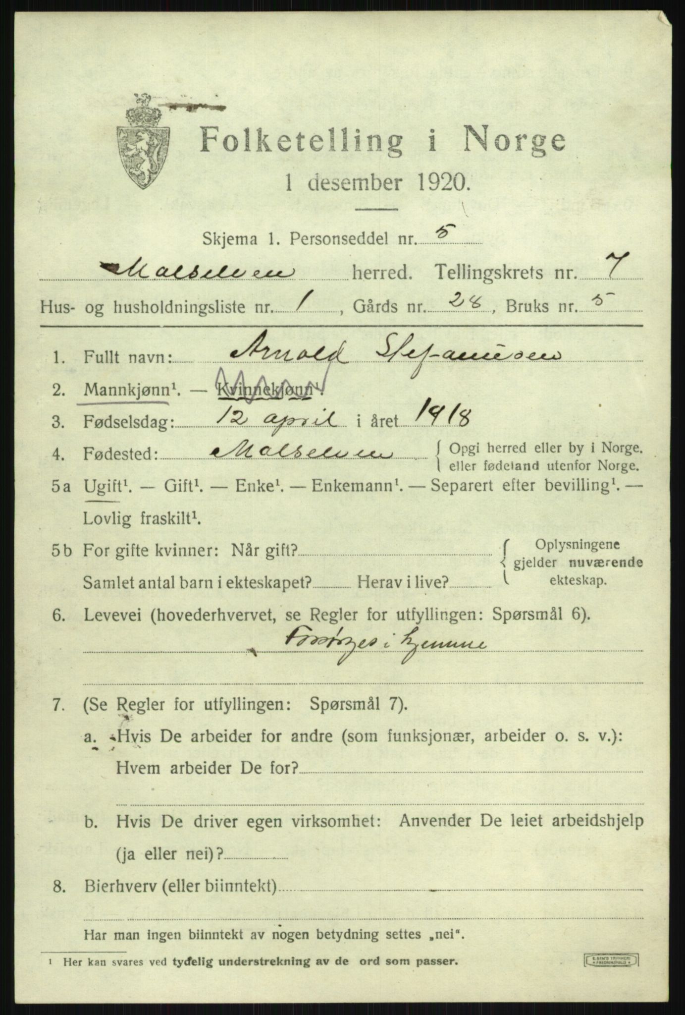 SATØ, 1920 census for Målselv, 1920, p. 4189