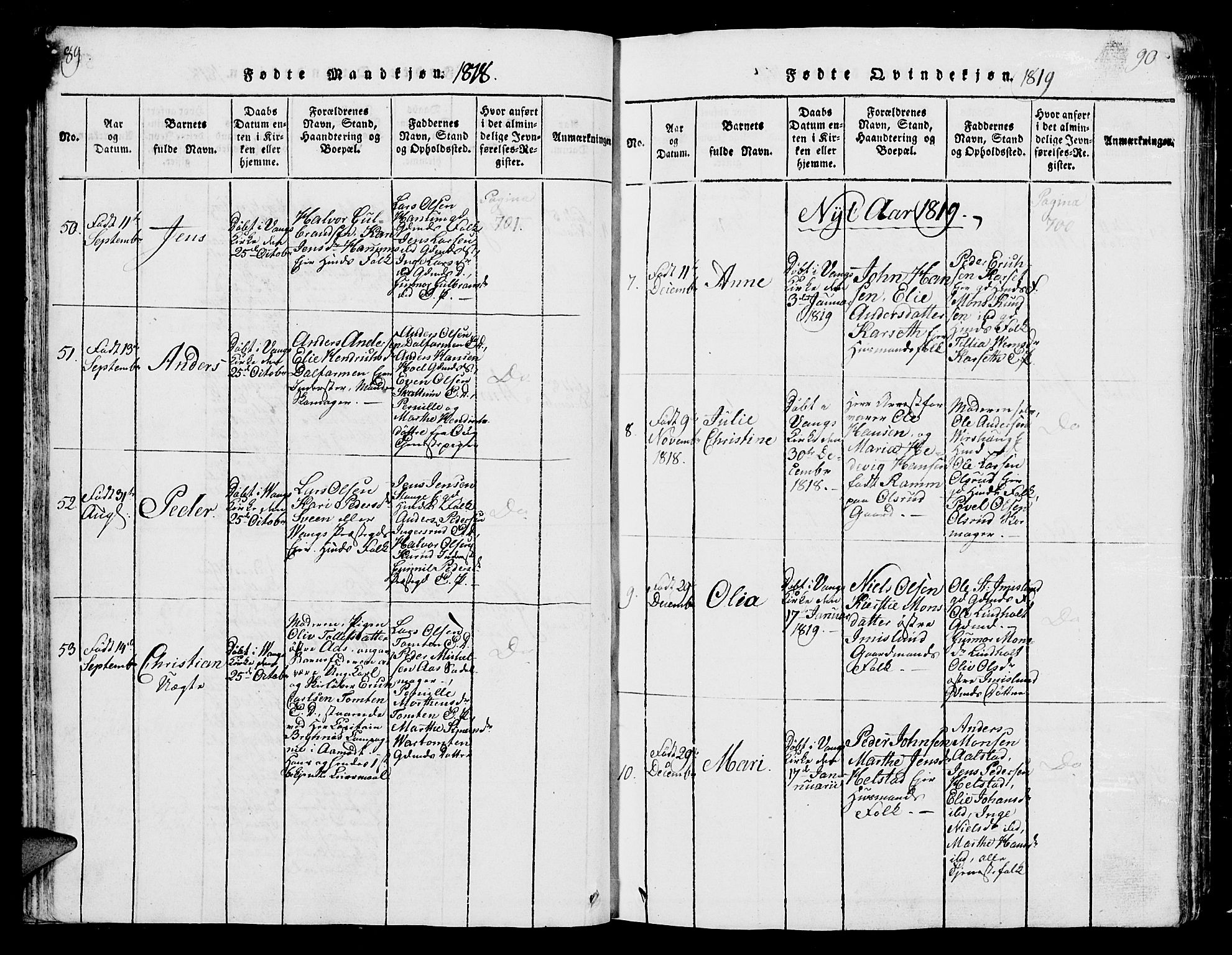 Vang prestekontor, Hedmark, AV/SAH-PREST-008/H/Ha/Hab/L0004: Parish register (copy) no. 4, 1813-1827, p. 89-90