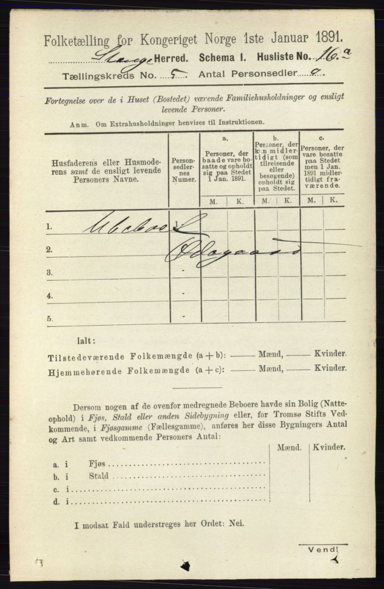 RA, 1891 census for 0417 Stange, 1891, p. 3758