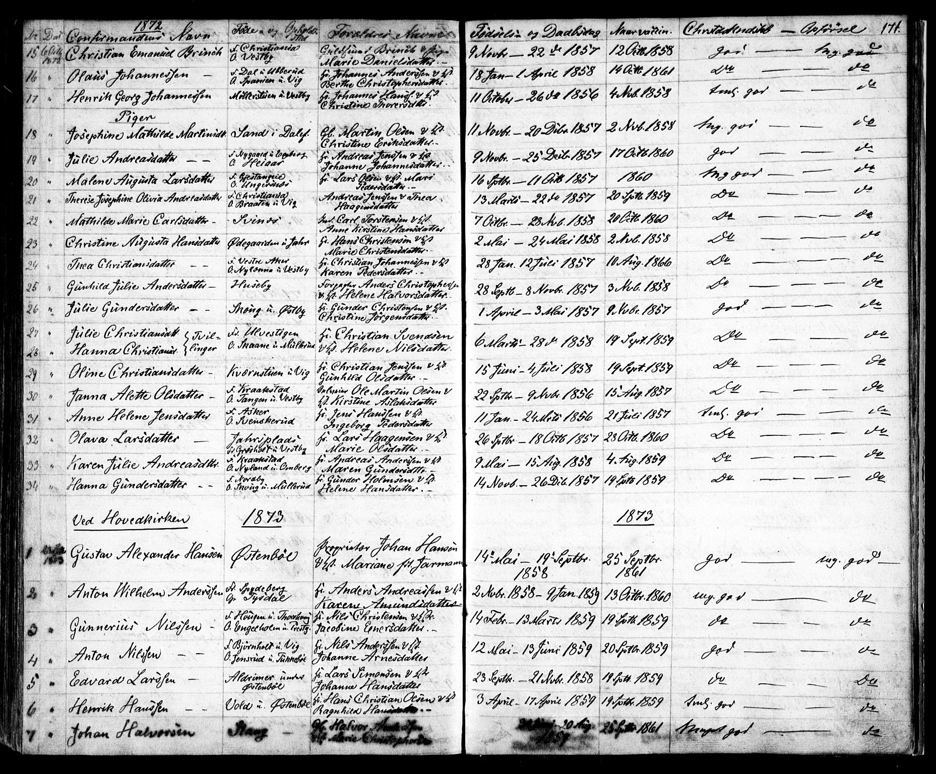 Enebakk prestekontor Kirkebøker, SAO/A-10171c/F/Fa/L0010: Parish register (official) no. I 10, 1829-1876, p. 171