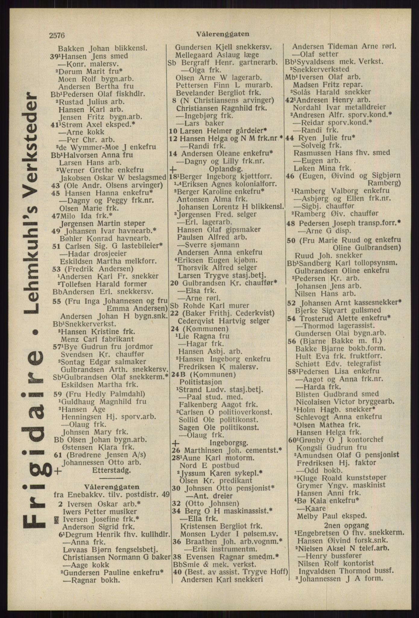 Kristiania/Oslo adressebok, PUBL/-, 1939, p. 2576