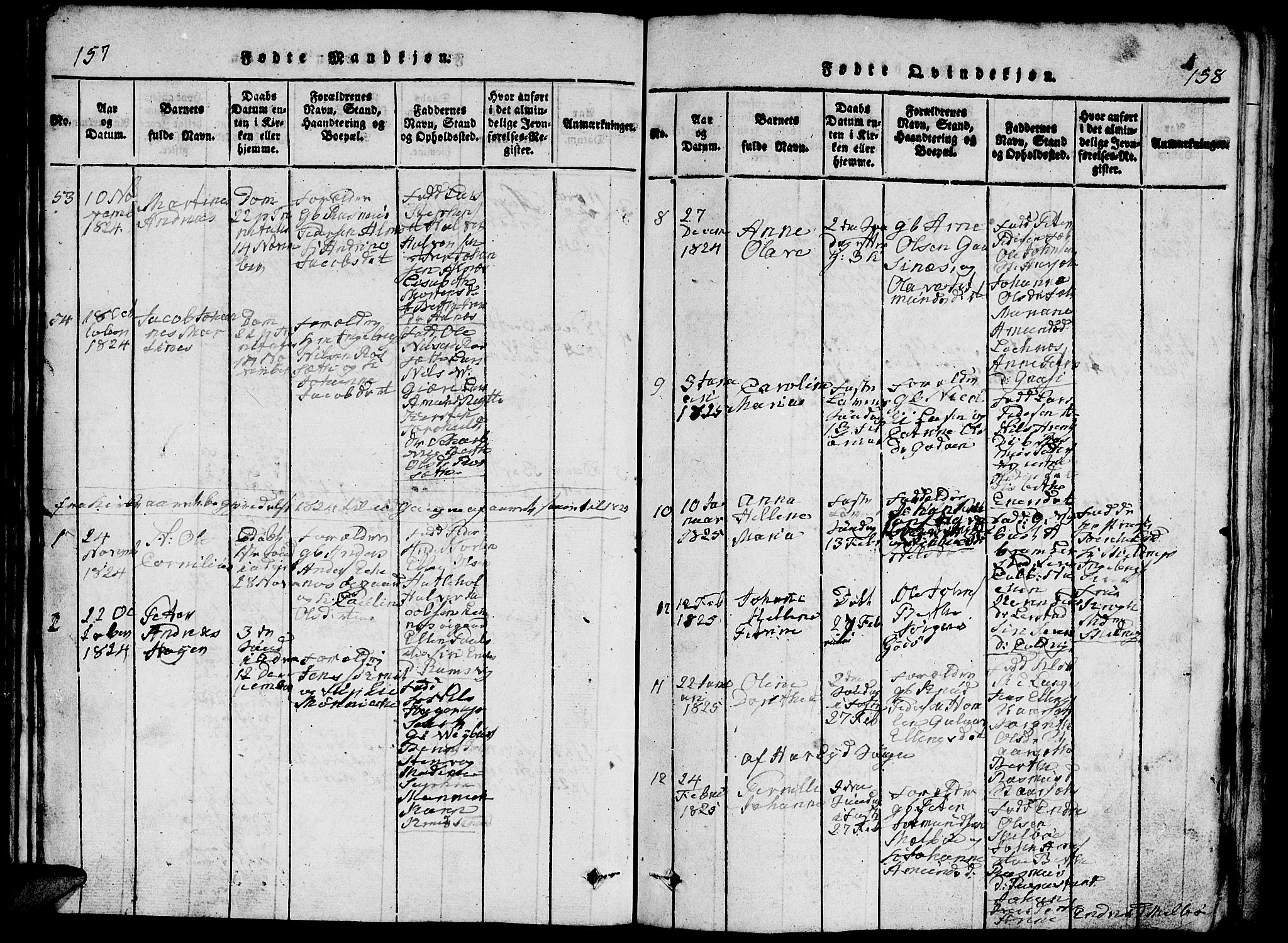 Ministerialprotokoller, klokkerbøker og fødselsregistre - Møre og Romsdal, AV/SAT-A-1454/528/L0423: Parish register (copy) no. 528C04, 1816-1827, p. 157-158