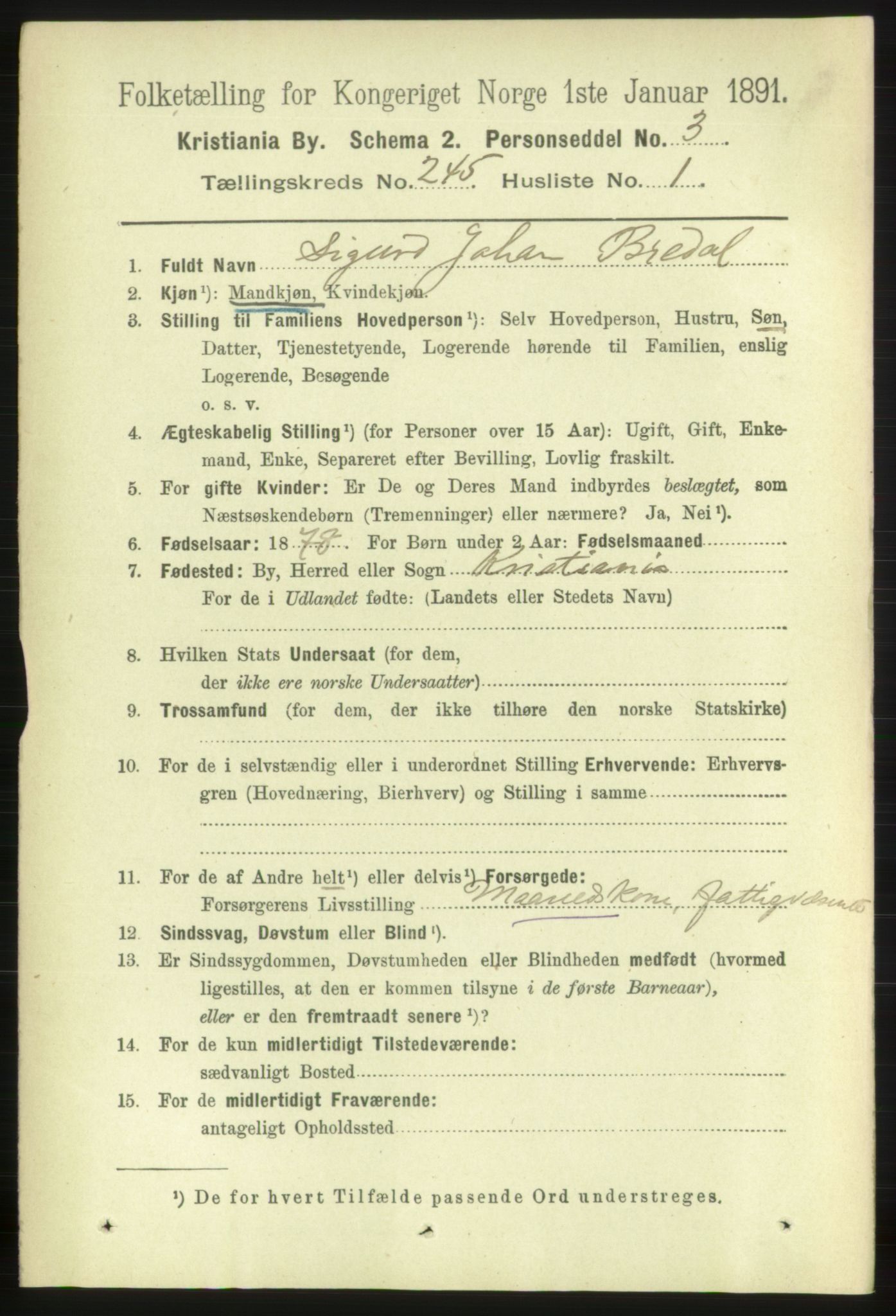 RA, 1891 census for 0301 Kristiania, 1891, p. 149137