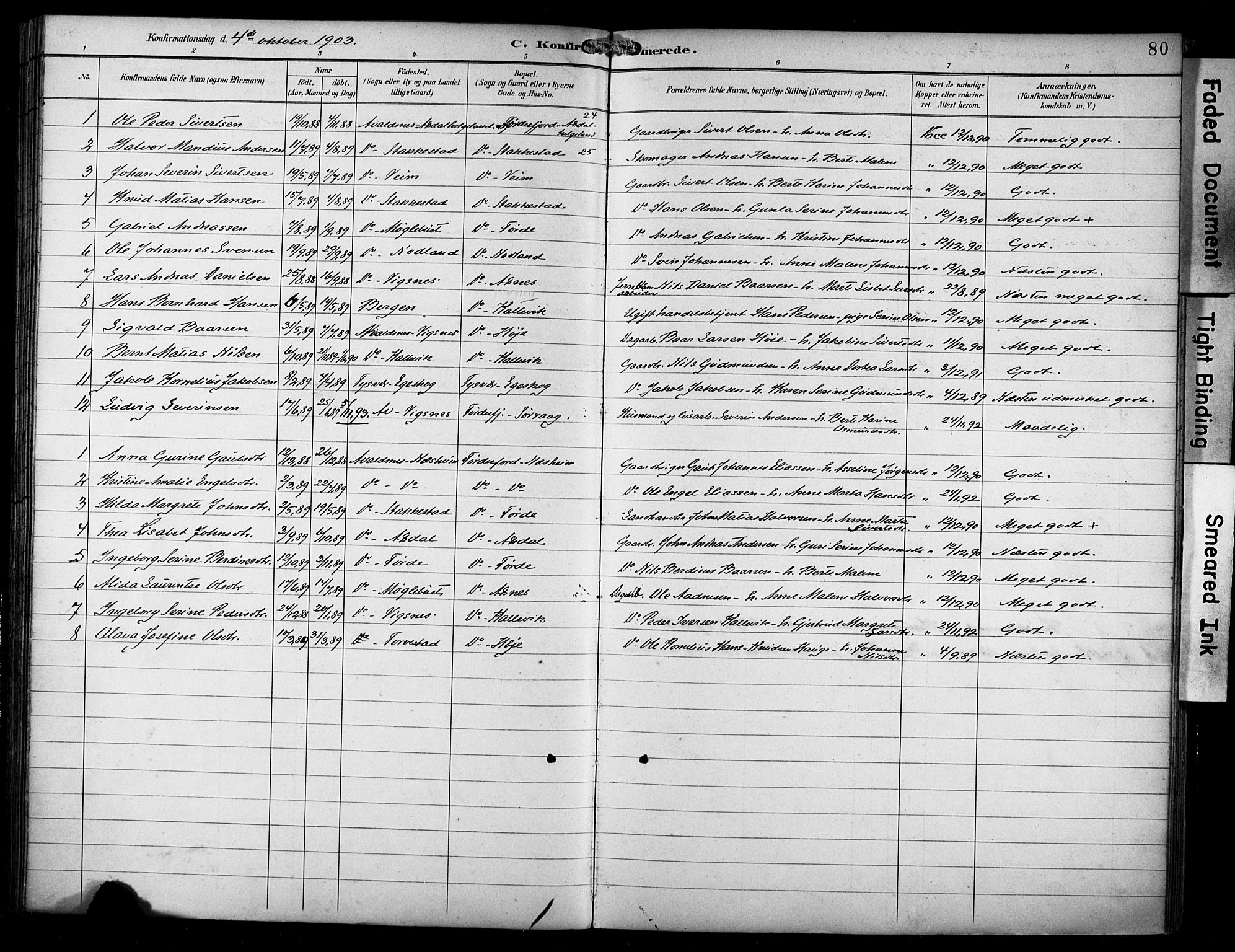 Avaldsnes sokneprestkontor, SAST/A -101851/H/Ha/Haa/L0016: Parish register (official) no. A 16, 1893-1918, p. 80