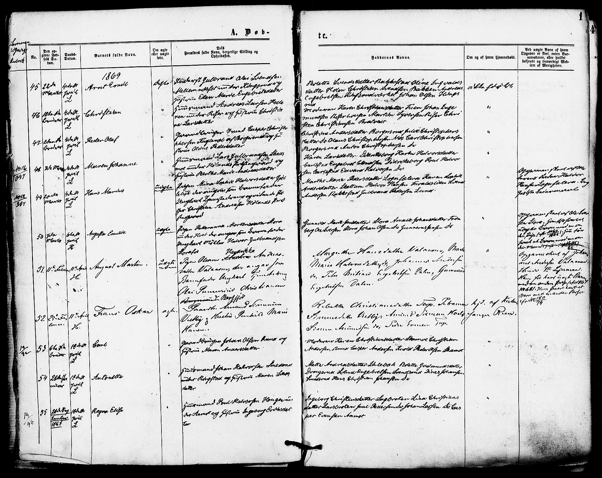 Høland prestekontor Kirkebøker, SAO/A-10346a/F/Fa/L0012.a: Parish register (official) no. I 12A, 1869-1879, p. 1