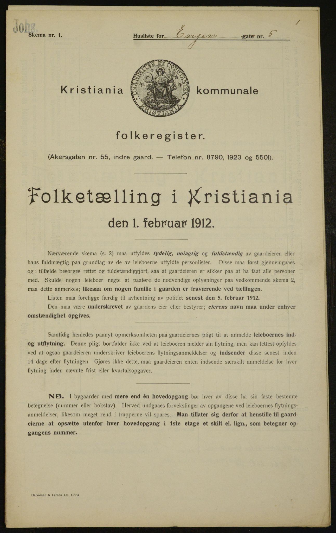 OBA, Municipal Census 1912 for Kristiania, 1912, p. 21672