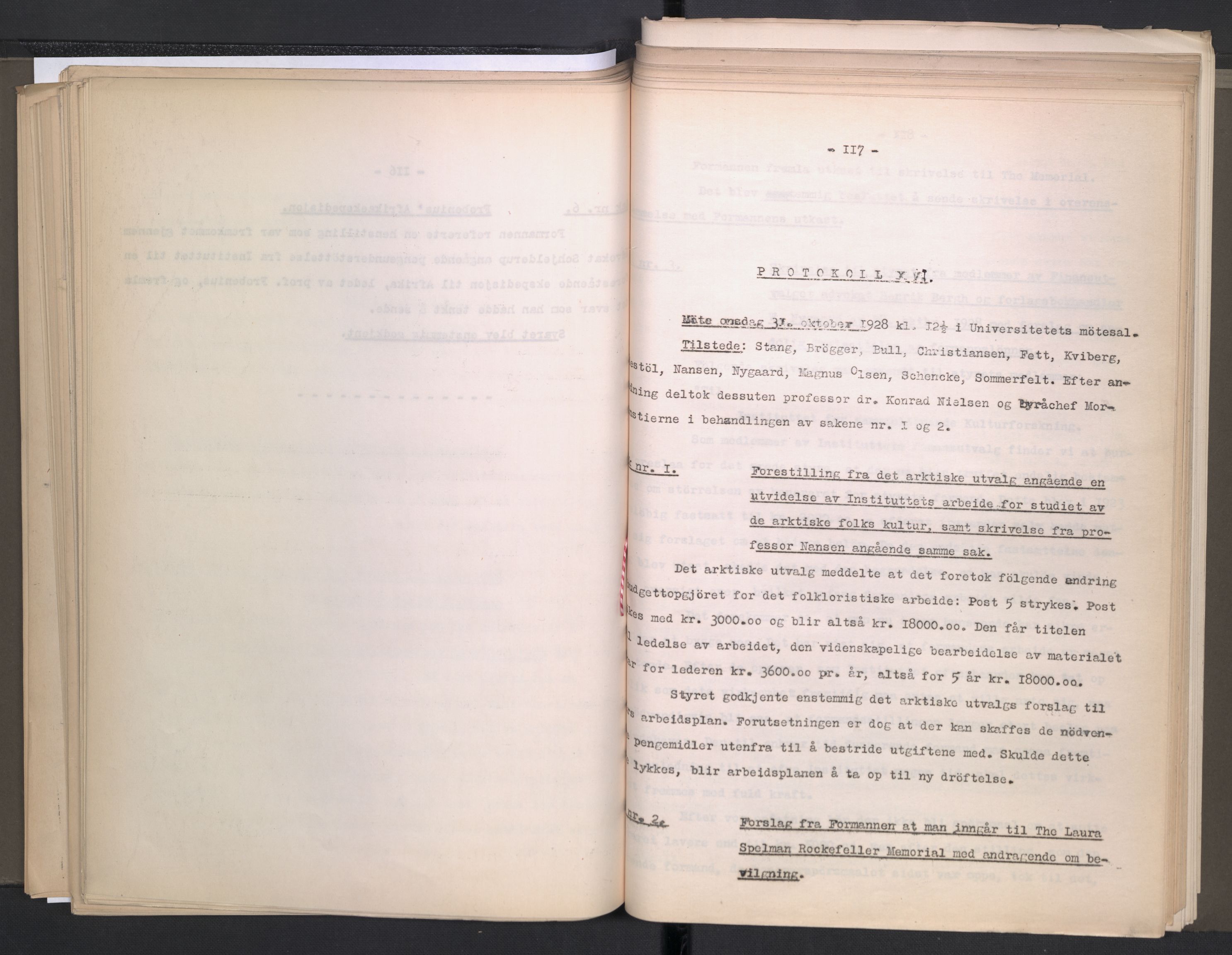 Instituttet for sammenlignende kulturforskning, AV/RA-PA-0424/A/L0005: Styreprotokoll, 1923-1930, p. 116