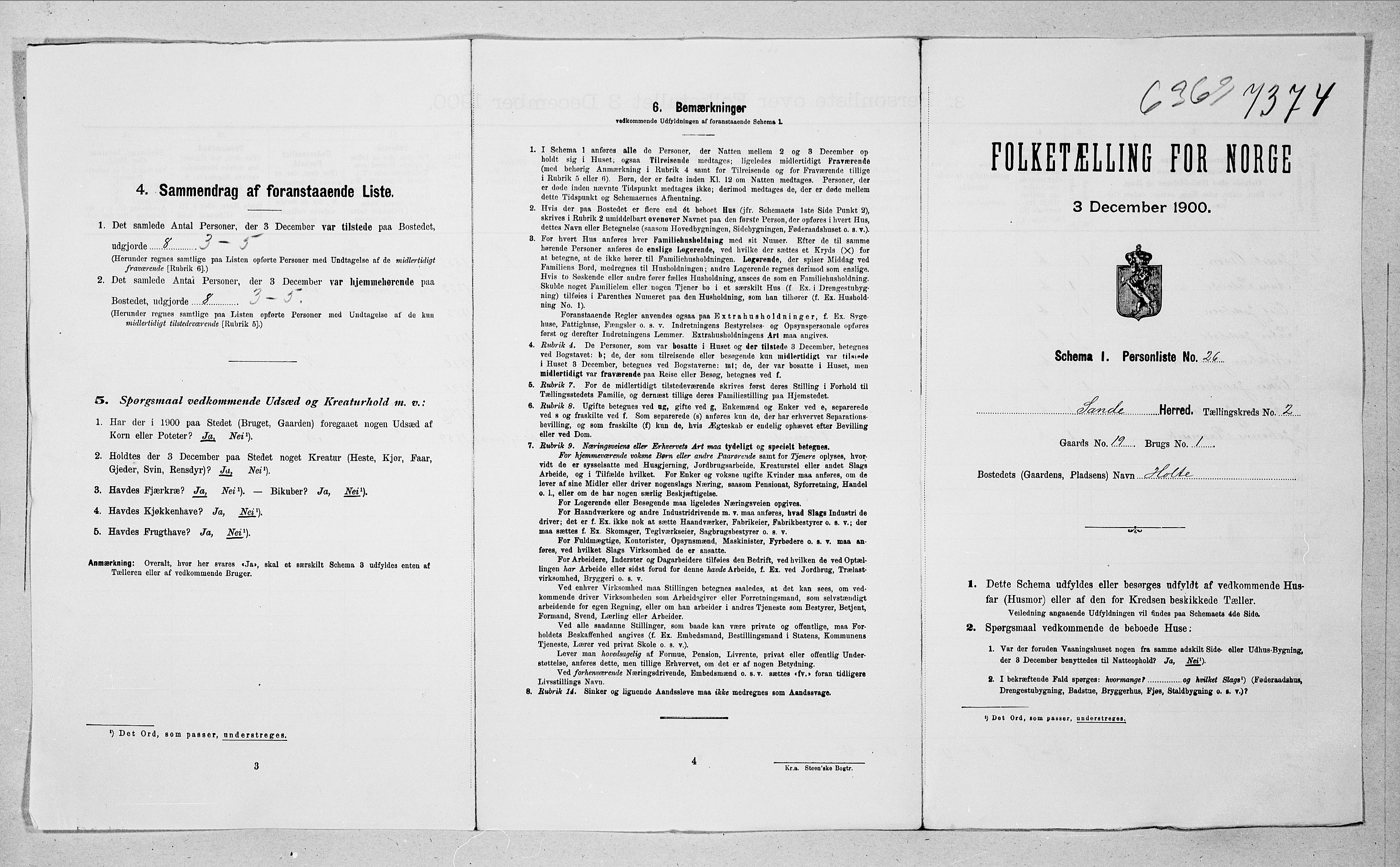 SAT, 1900 census for Sande, 1900, p. 28