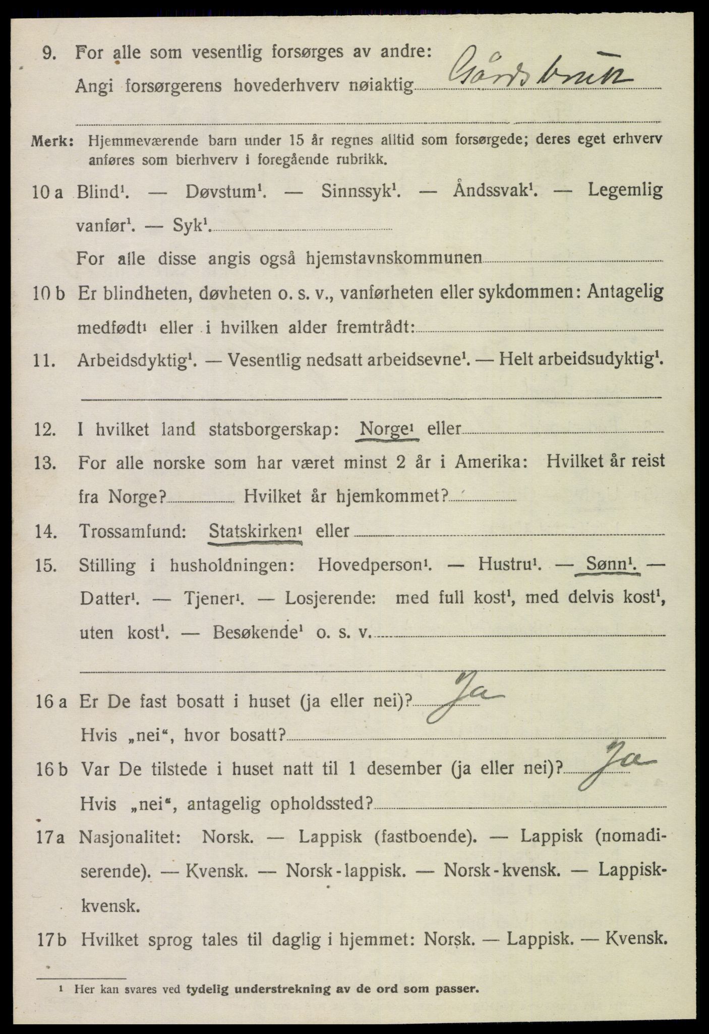 SAT, 1920 census for Verdal, 1920, p. 13662