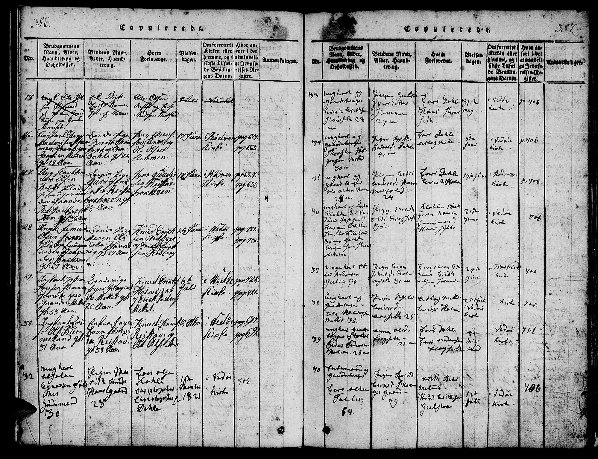 Ministerialprotokoller, klokkerbøker og fødselsregistre - Møre og Romsdal, AV/SAT-A-1454/547/L0602: Parish register (official) no. 547A04, 1818-1845, p. 386-387