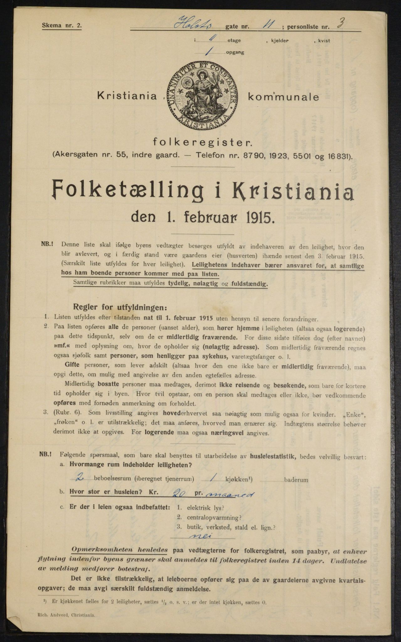 OBA, Municipal Census 1915 for Kristiania, 1915, p. 40703