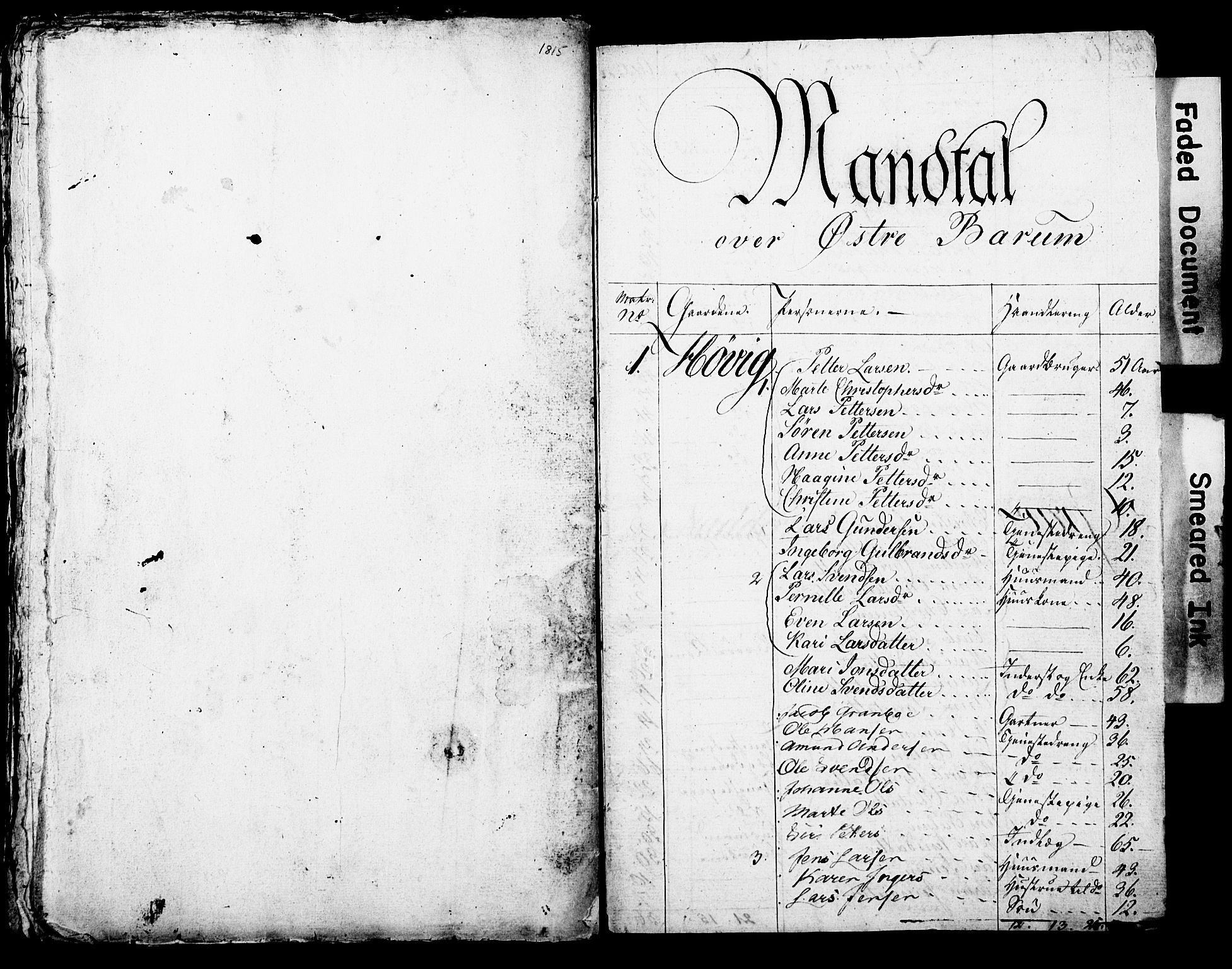 SAO, Census 1815 for Asker parish, Østre Bærum (Haslum) and Vestre Bærum (Tanum) sub-parishes, 1815, p. 27