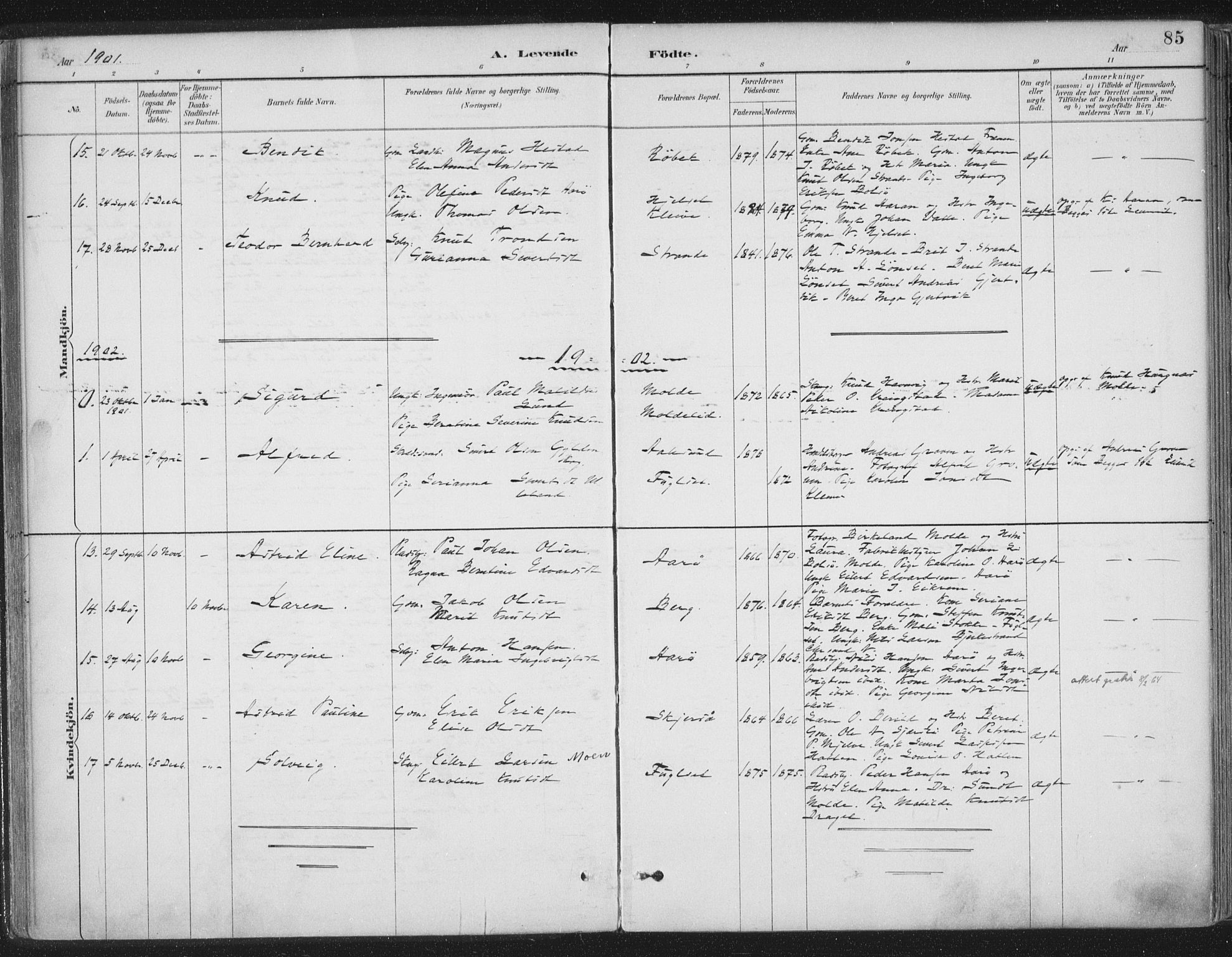 Ministerialprotokoller, klokkerbøker og fødselsregistre - Møre og Romsdal, SAT/A-1454/555/L0658: Parish register (official) no. 555A09, 1887-1917, p. 85