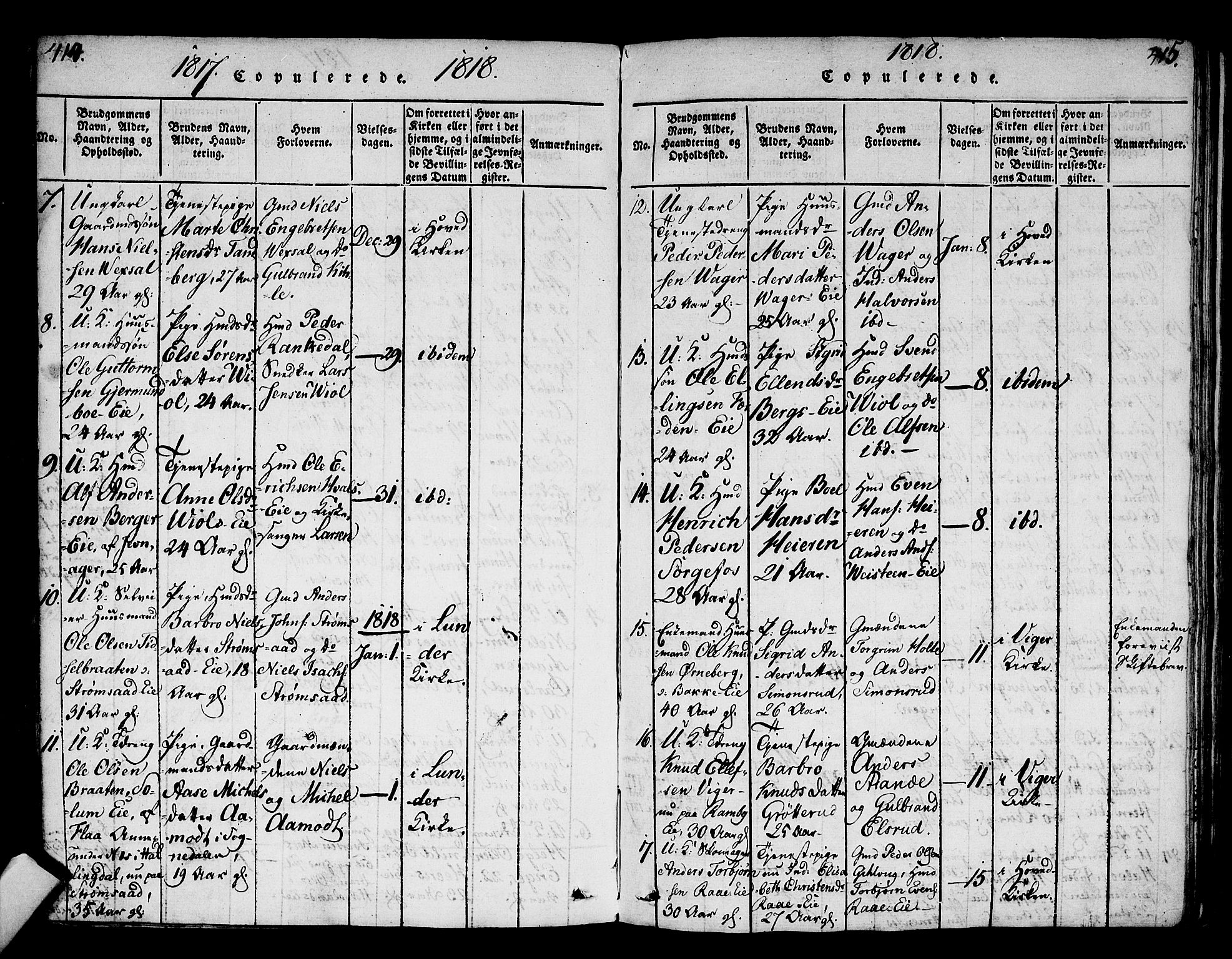 Norderhov kirkebøker, AV/SAKO-A-237/F/Fa/L0008: Parish register (official) no. 8, 1814-1833, p. 414-415