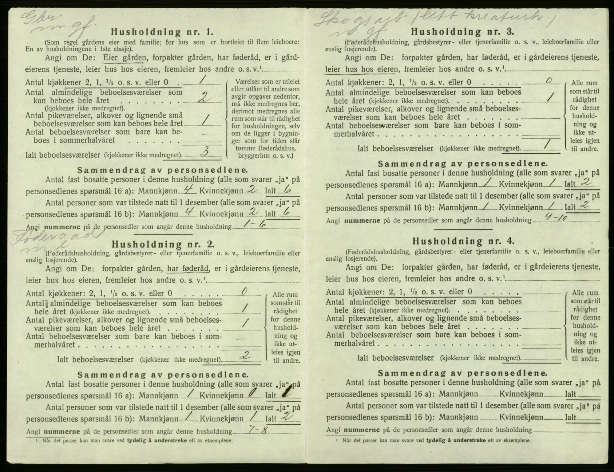 SAB, 1920 census for Kvam, 1920, p. 1158