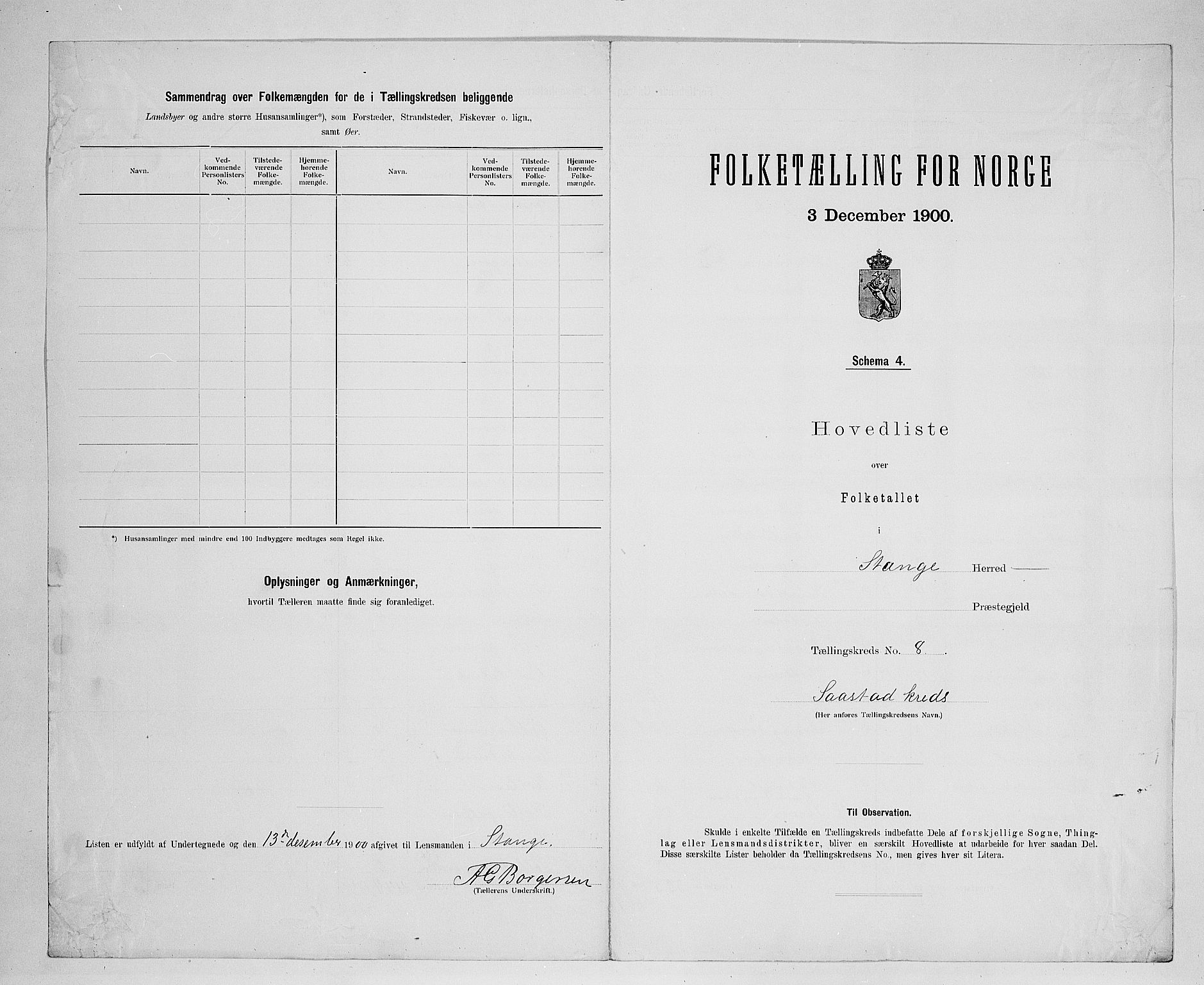 SAH, 1900 census for Stange, 1900, p. 47