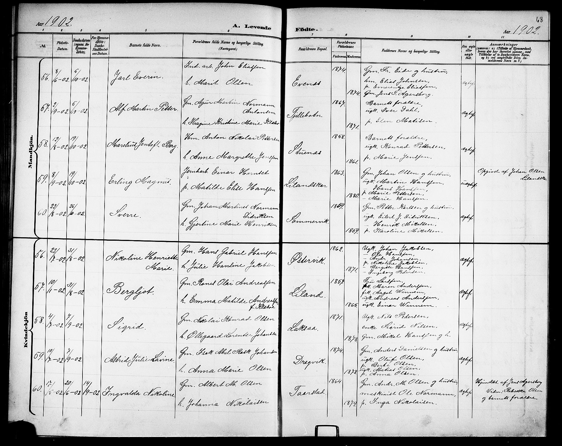 Ministerialprotokoller, klokkerbøker og fødselsregistre - Nordland, AV/SAT-A-1459/863/L0915: Parish register (copy) no. 863C05, 1898-1907, p. 68