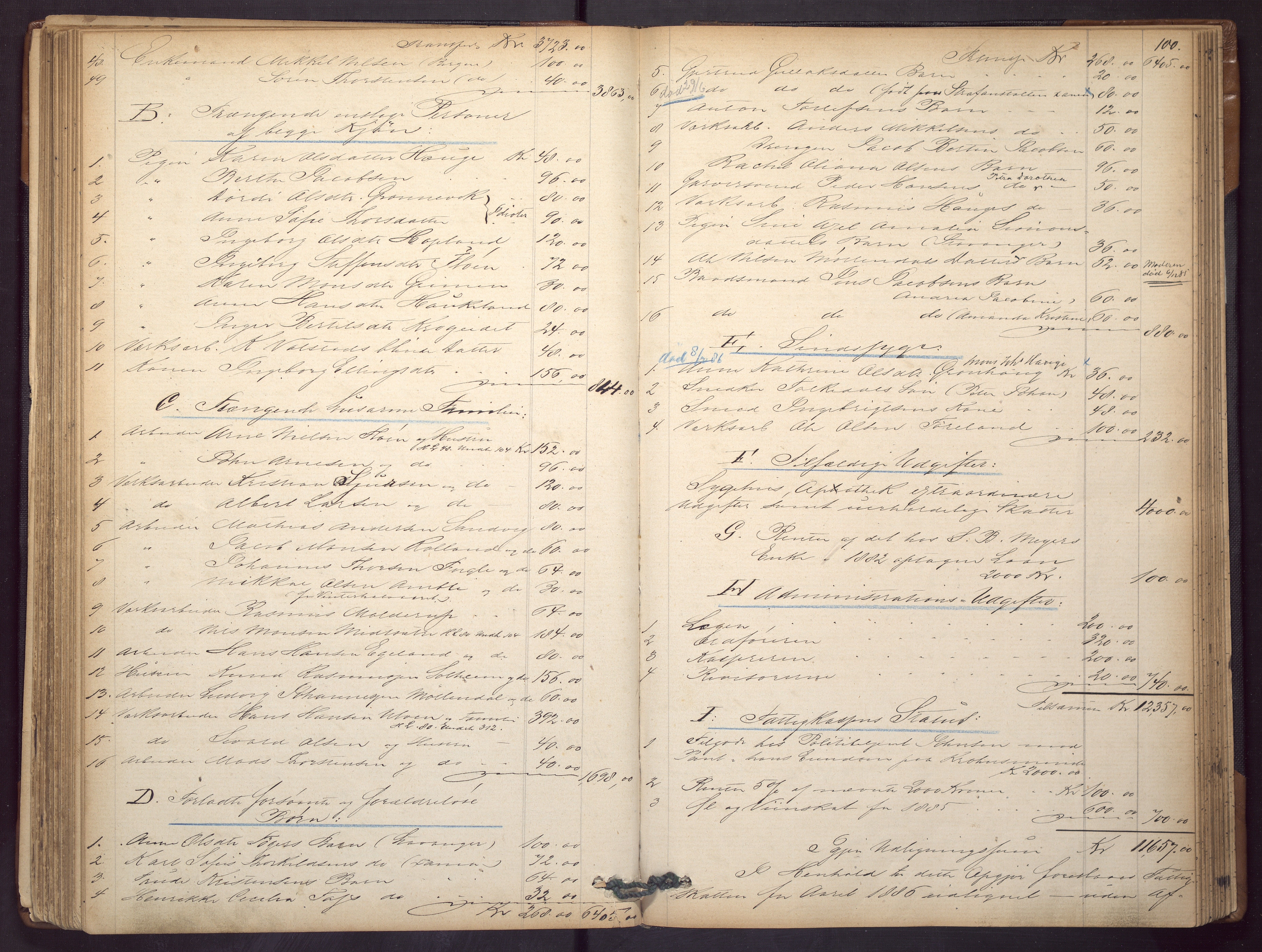 Årstad kommune. Fattigvesenet, BBA/A-0254/A/L0001: Møtebok, 1870-1892, p. 100