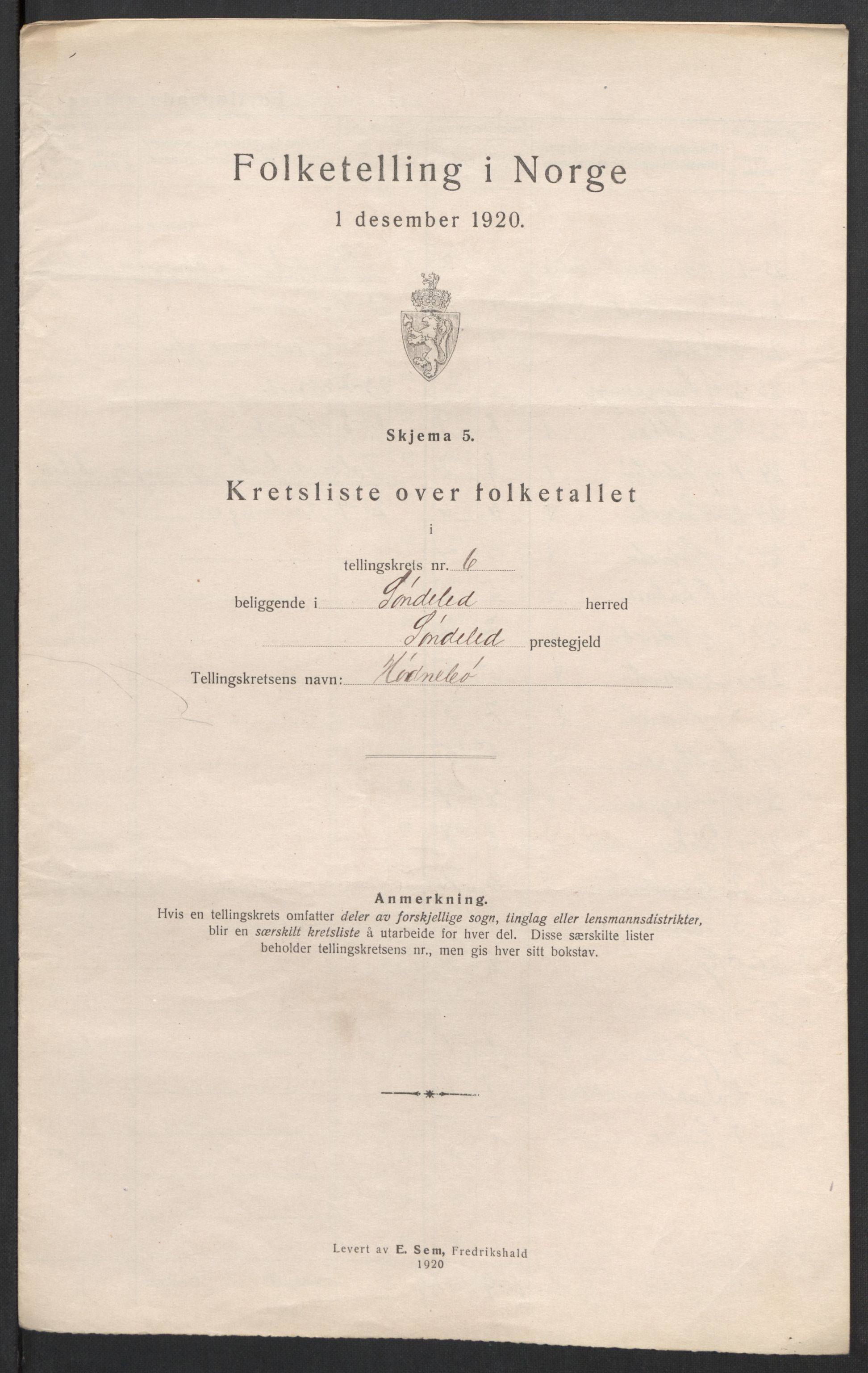 SAK, 1920 census for Søndeled, 1920, p. 21