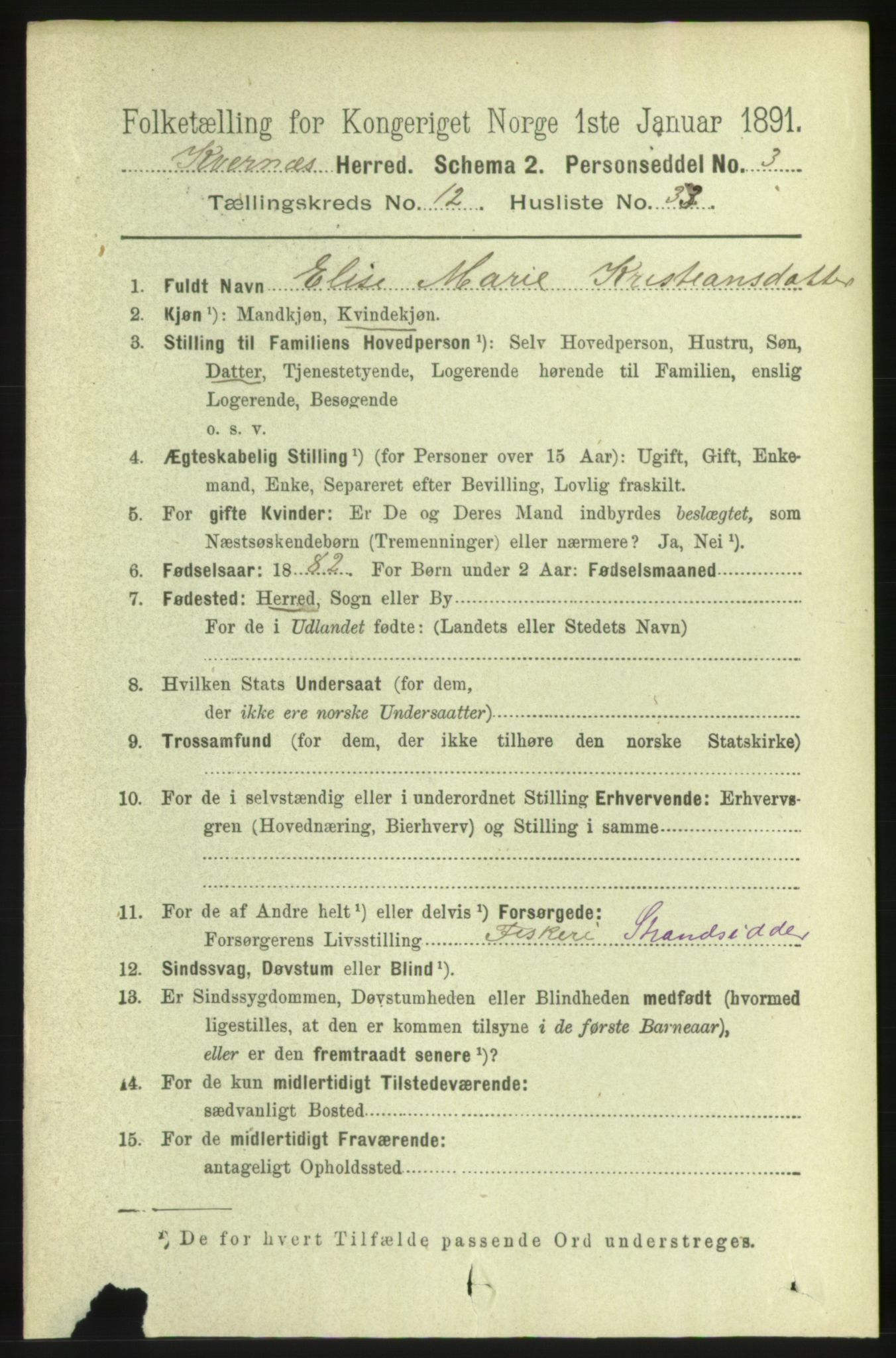 RA, 1891 census for 1553 Kvernes, 1891, p. 5376