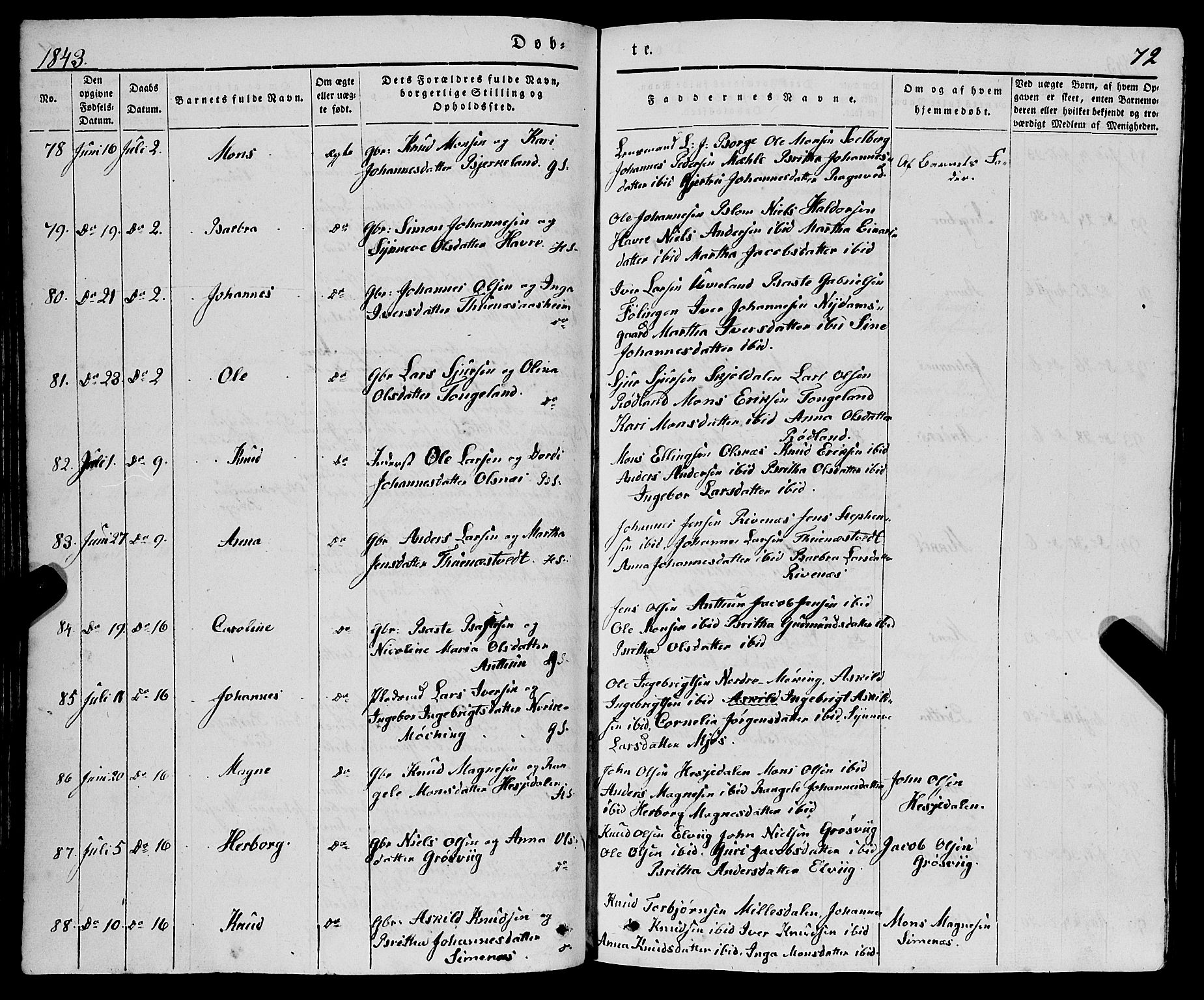 Haus sokneprestembete, AV/SAB-A-75601/H/Haa: Parish register (official) no. A 15, 1838-1847, p. 72