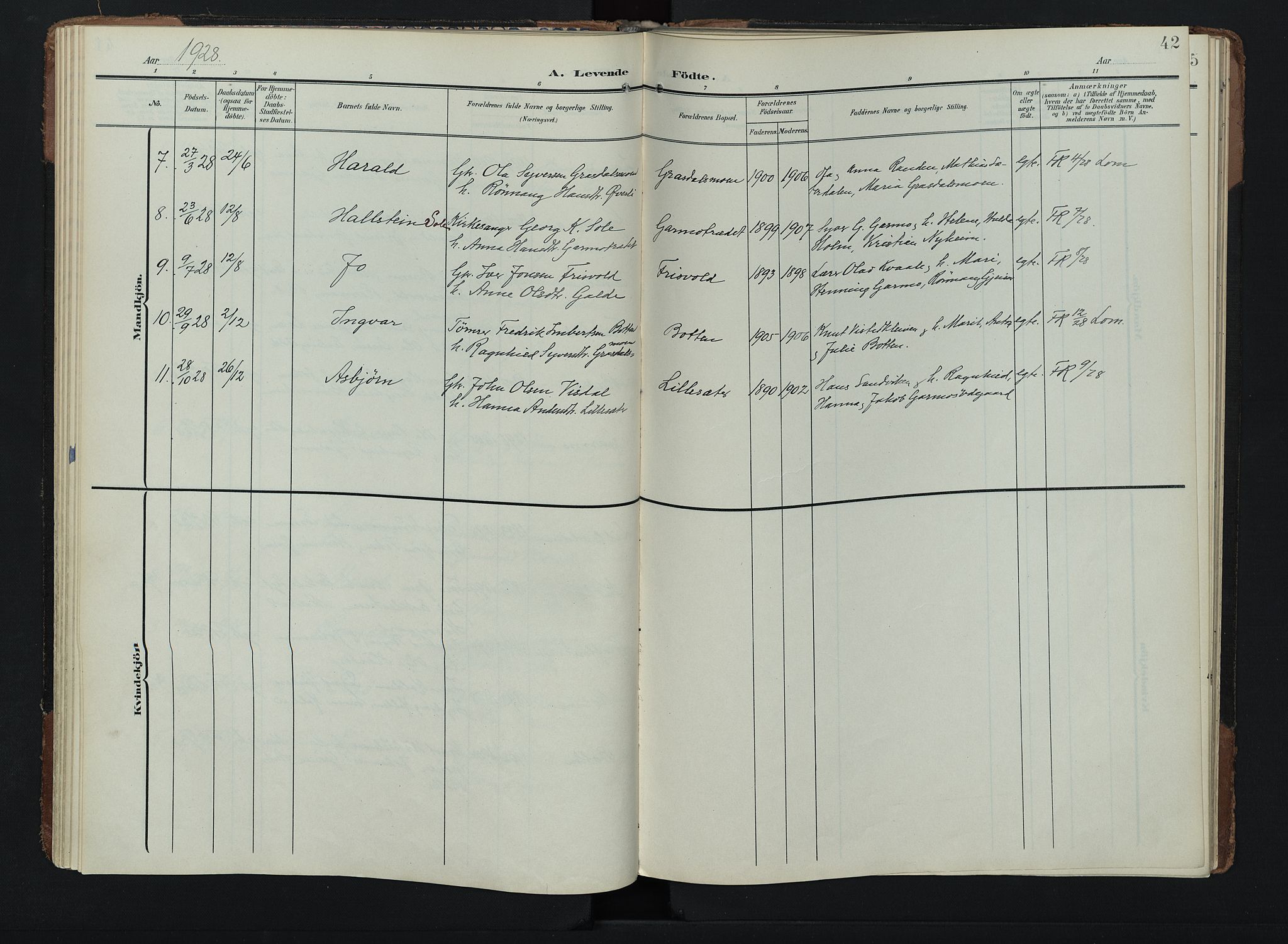 Lom prestekontor, SAH/PREST-070/K/L0011: Parish register (official) no. 11, 1904-1928, p. 42