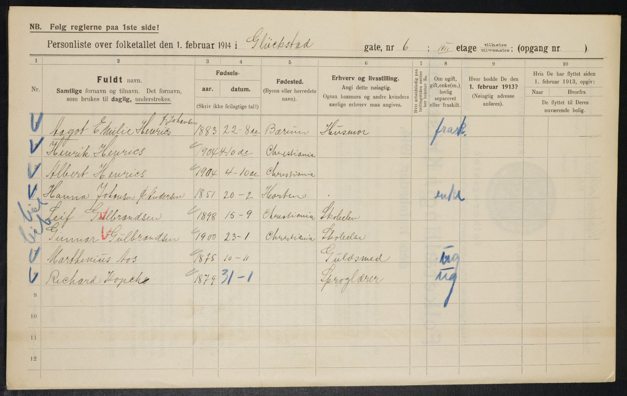 OBA, Municipal Census 1914 for Kristiania, 1914, p. 29649