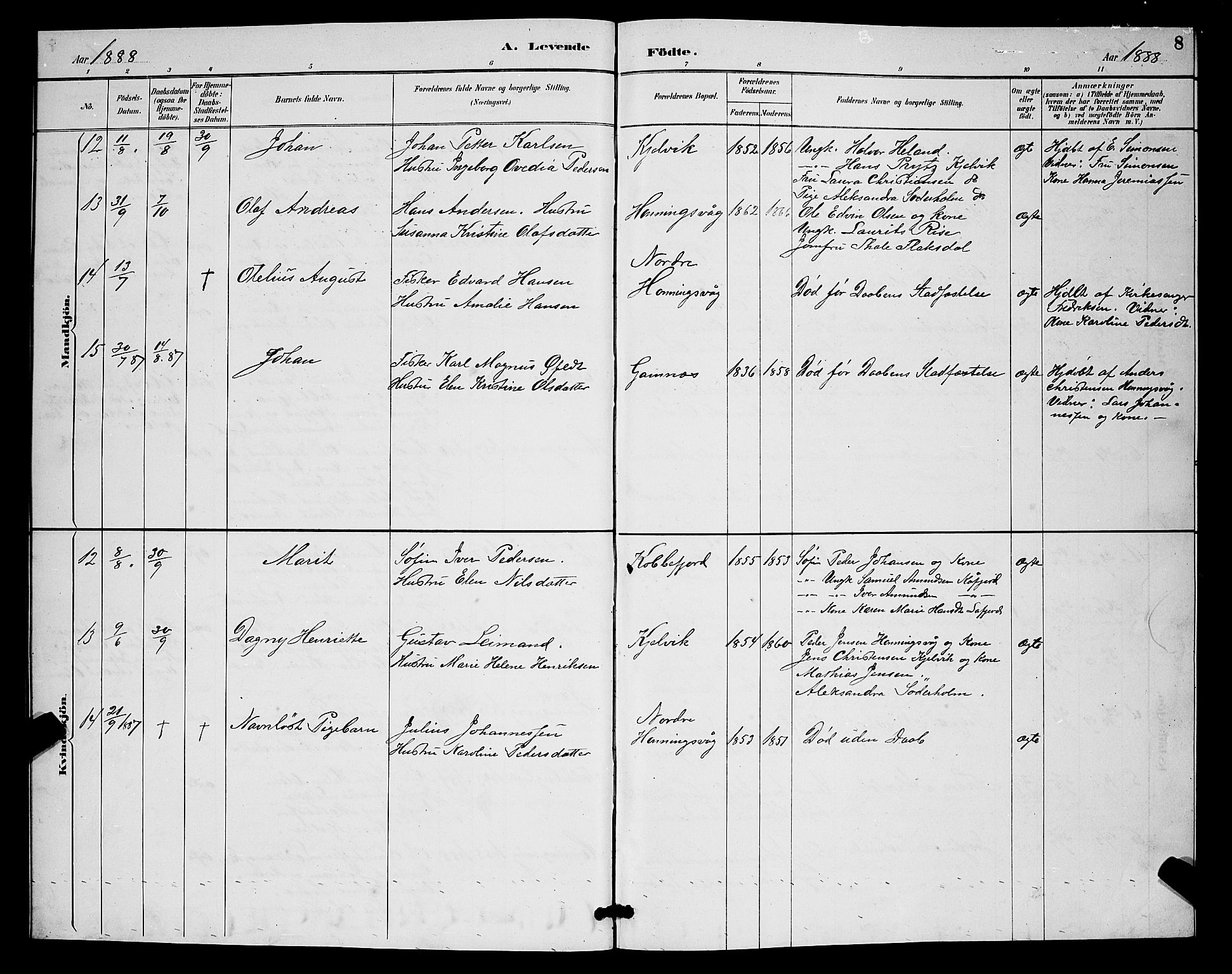 Måsøy sokneprestkontor, AV/SATØ-S-1348/H/Hb/L0004klokker: Parish register (copy) no. 4, 1887-1889, p. 8