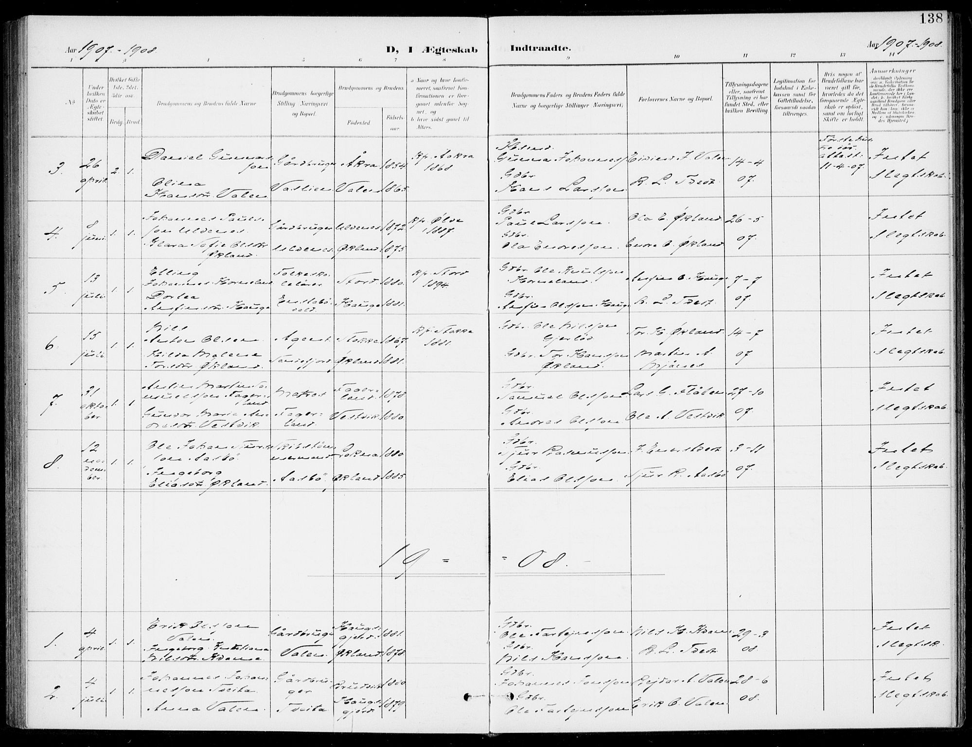 Sveio Sokneprestembete, SAB/A-78501/H/Haa: Parish register (official) no. C 3, 1899-1916, p. 138