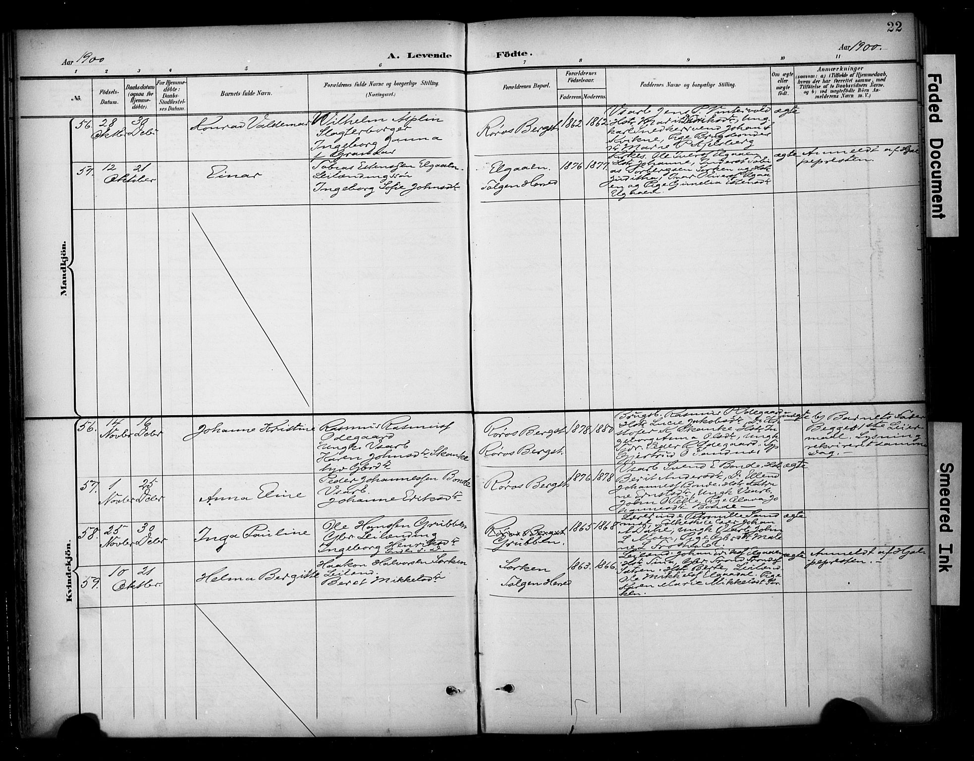 Ministerialprotokoller, klokkerbøker og fødselsregistre - Sør-Trøndelag, SAT/A-1456/681/L0936: Parish register (official) no. 681A14, 1899-1908, p. 22