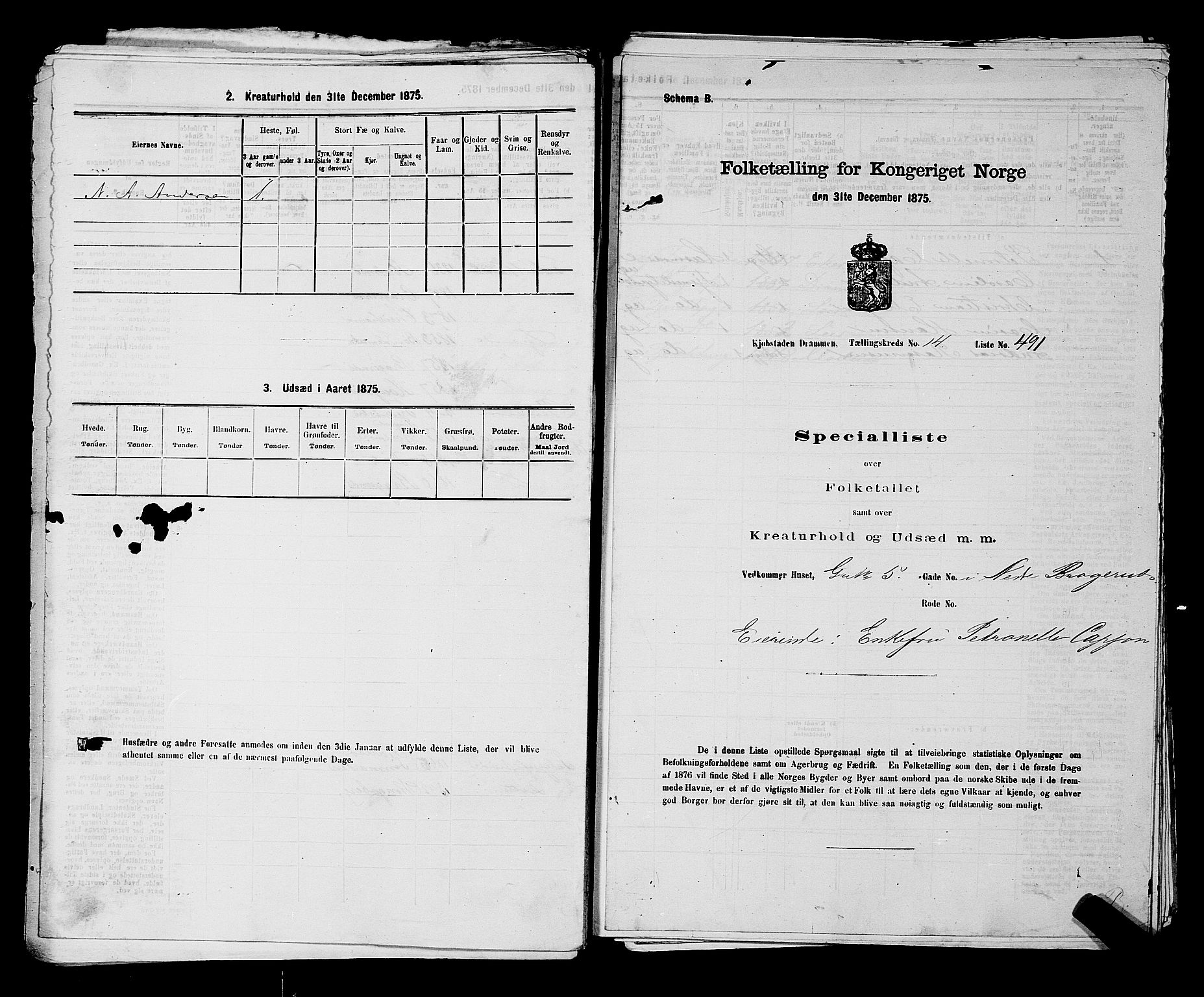 SAKO, 1875 census for 0602 Drammen, 1875, p. 1546