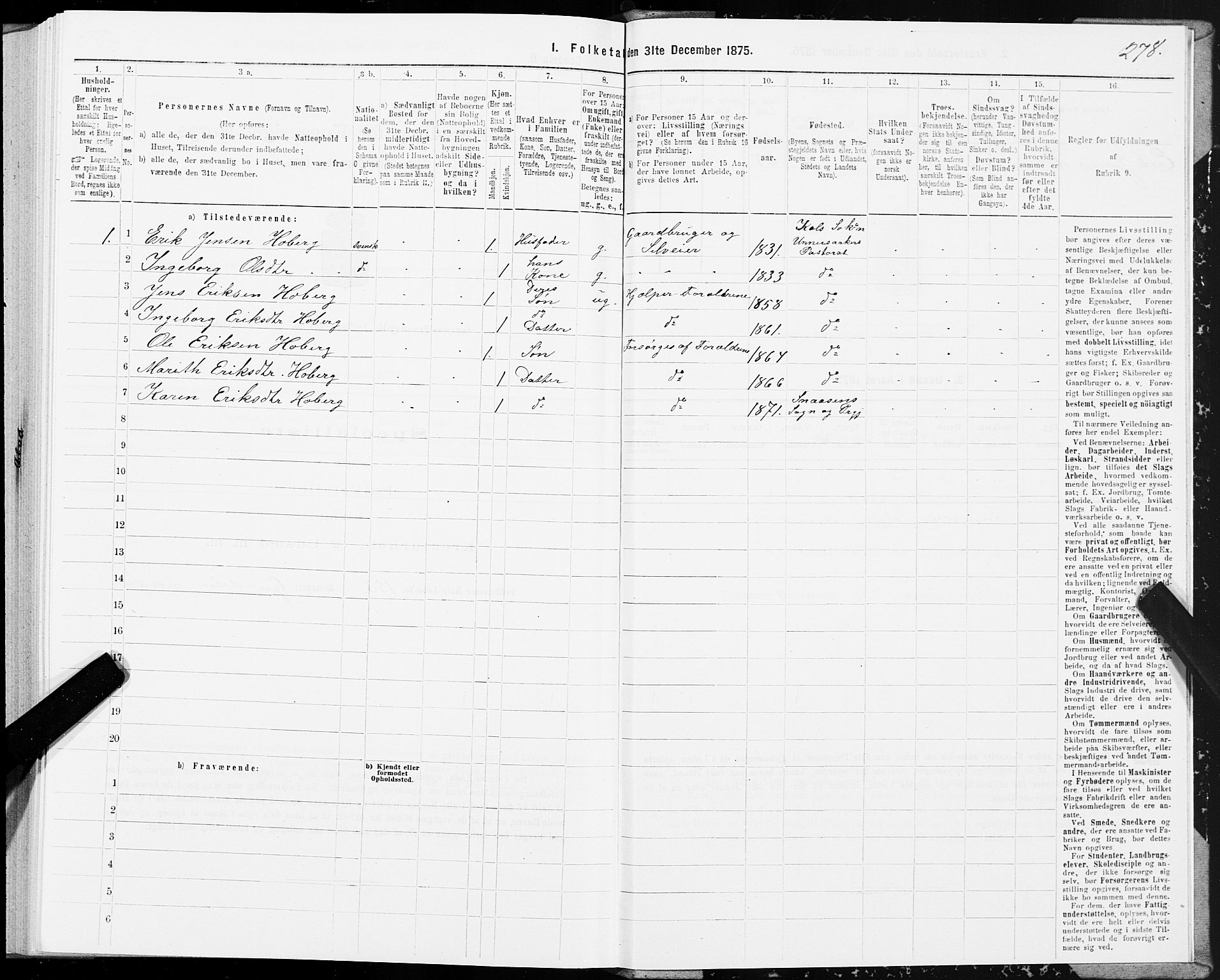 SAT, 1875 census for 1736P Snåsa, 1875, p. 3278