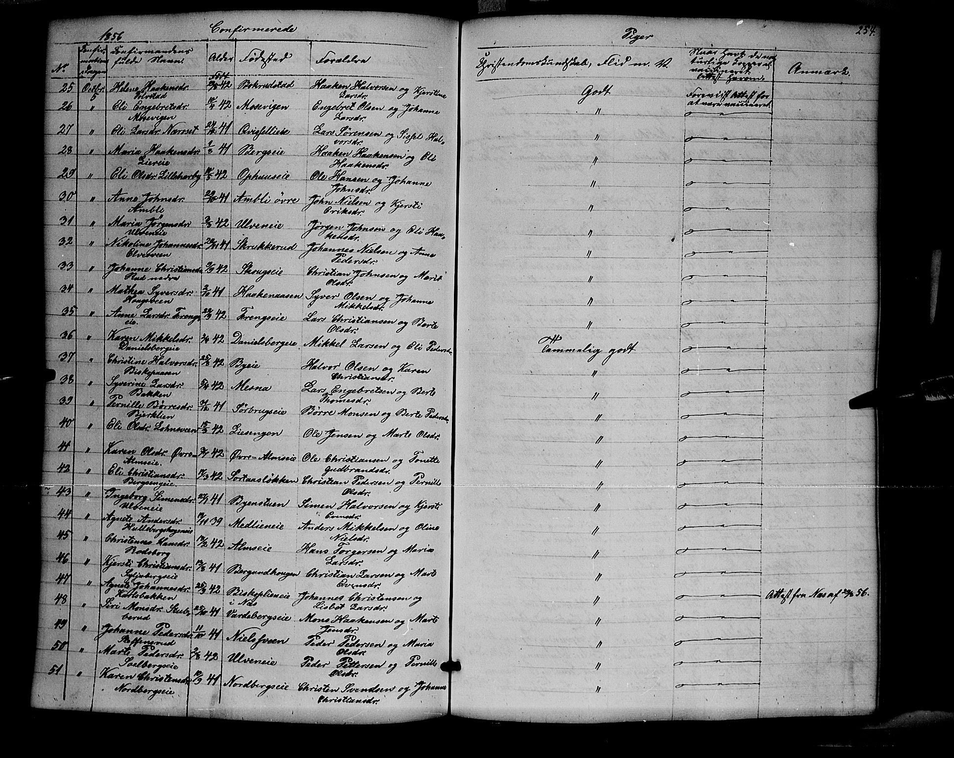 Ringsaker prestekontor, SAH/PREST-014/K/Ka/L0009: Parish register (official) no. 9, 1850-1860, p. 254