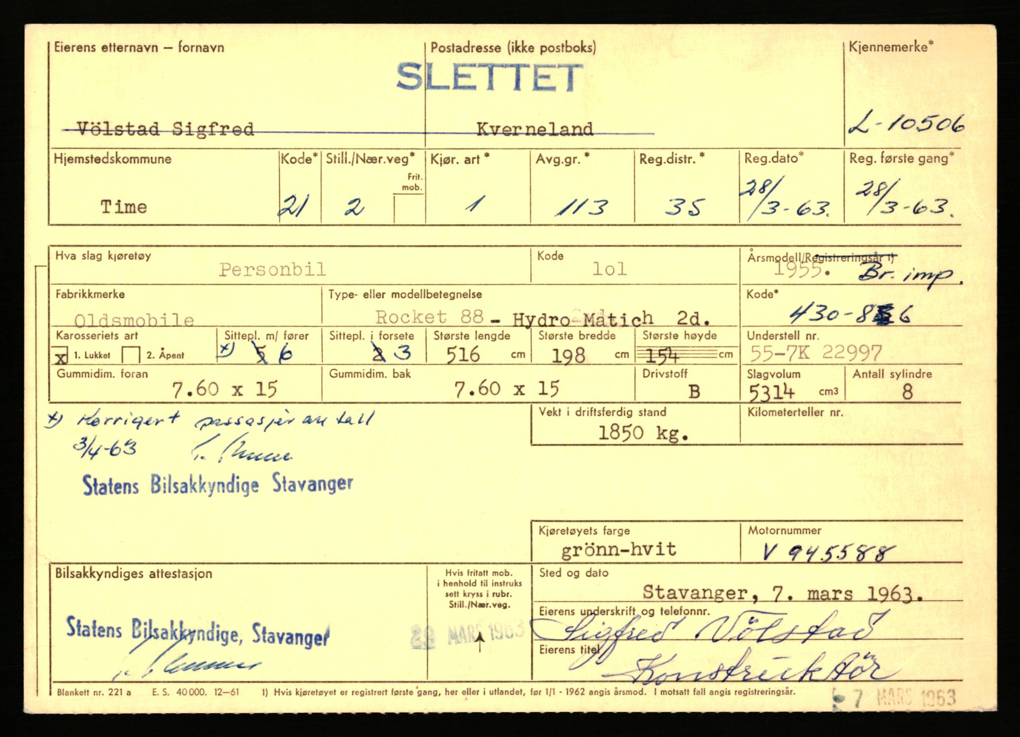 Stavanger trafikkstasjon, SAST/A-101942/0/F/L0019: L-10500 - L-10999, 1930-1971, p. 27