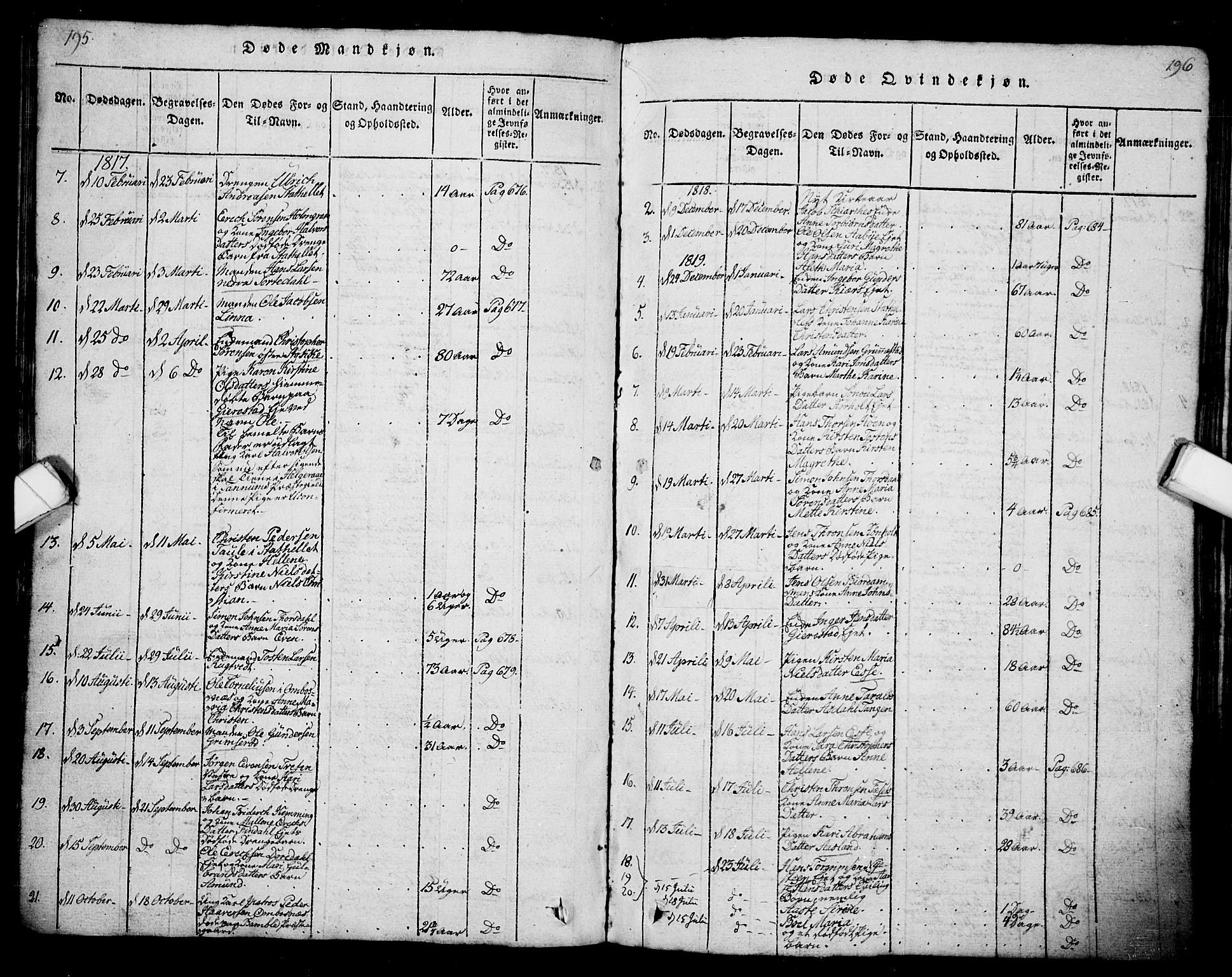 Bamble kirkebøker, SAKO/A-253/G/Ga/L0005: Parish register (copy) no. I 5, 1814-1855, p. 195-196