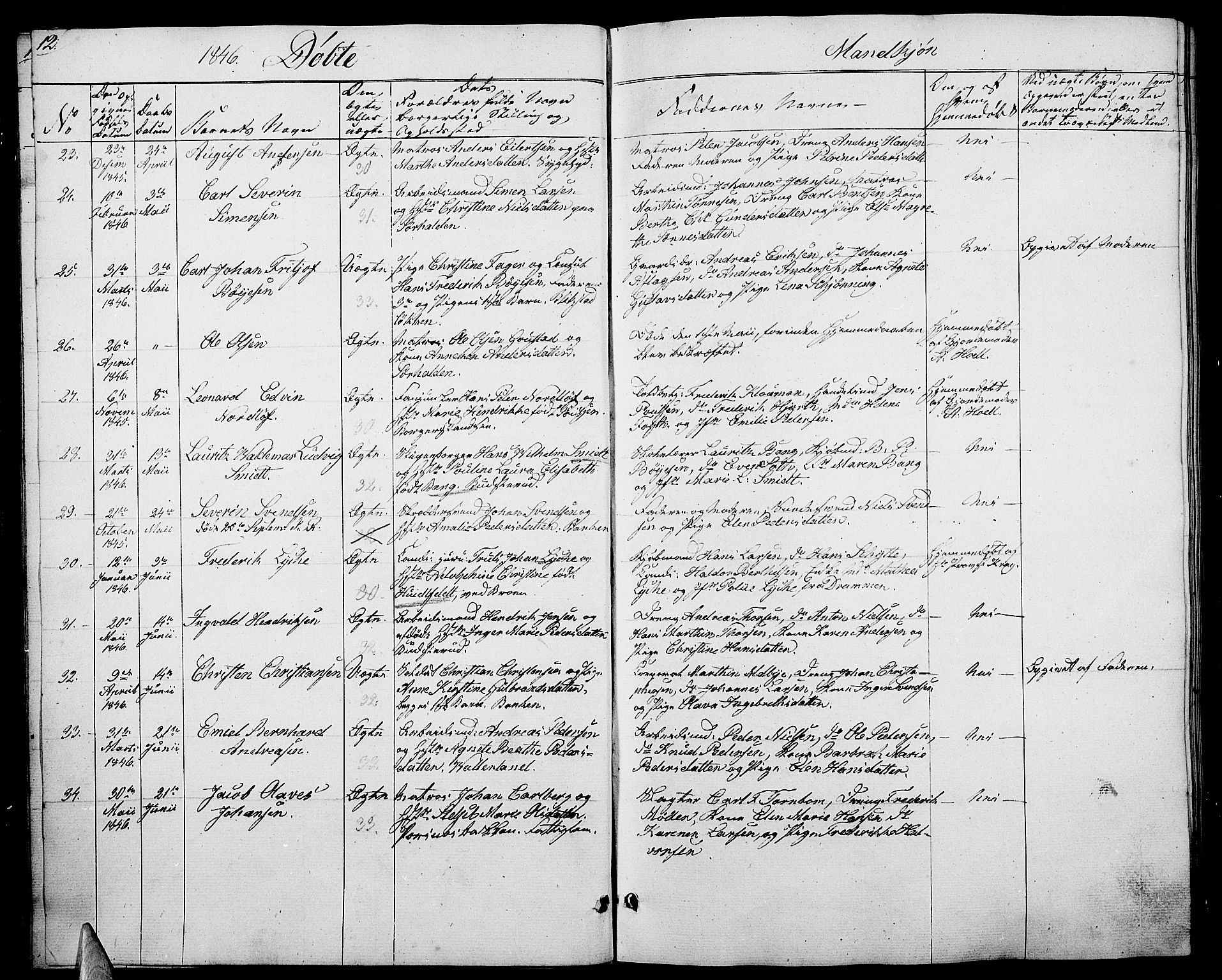 Halden prestekontor Kirkebøker, AV/SAO-A-10909/G/Ga/L0004: Parish register (copy) no. 4, 1845-1854, p. 12