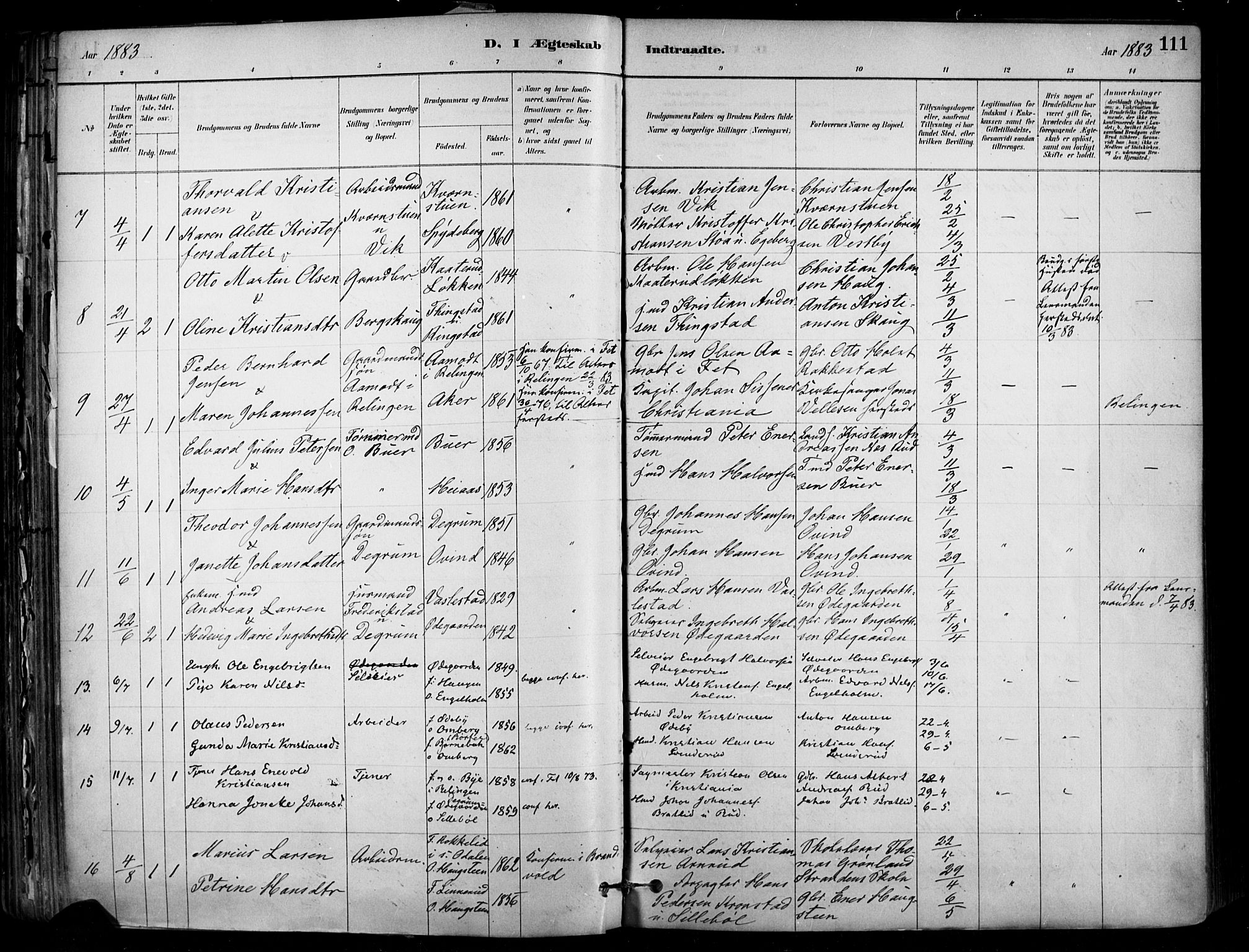 Enebakk prestekontor Kirkebøker, SAO/A-10171c/F/Fa/L0016: Parish register (official) no. I 16, 1883-1898, p. 111