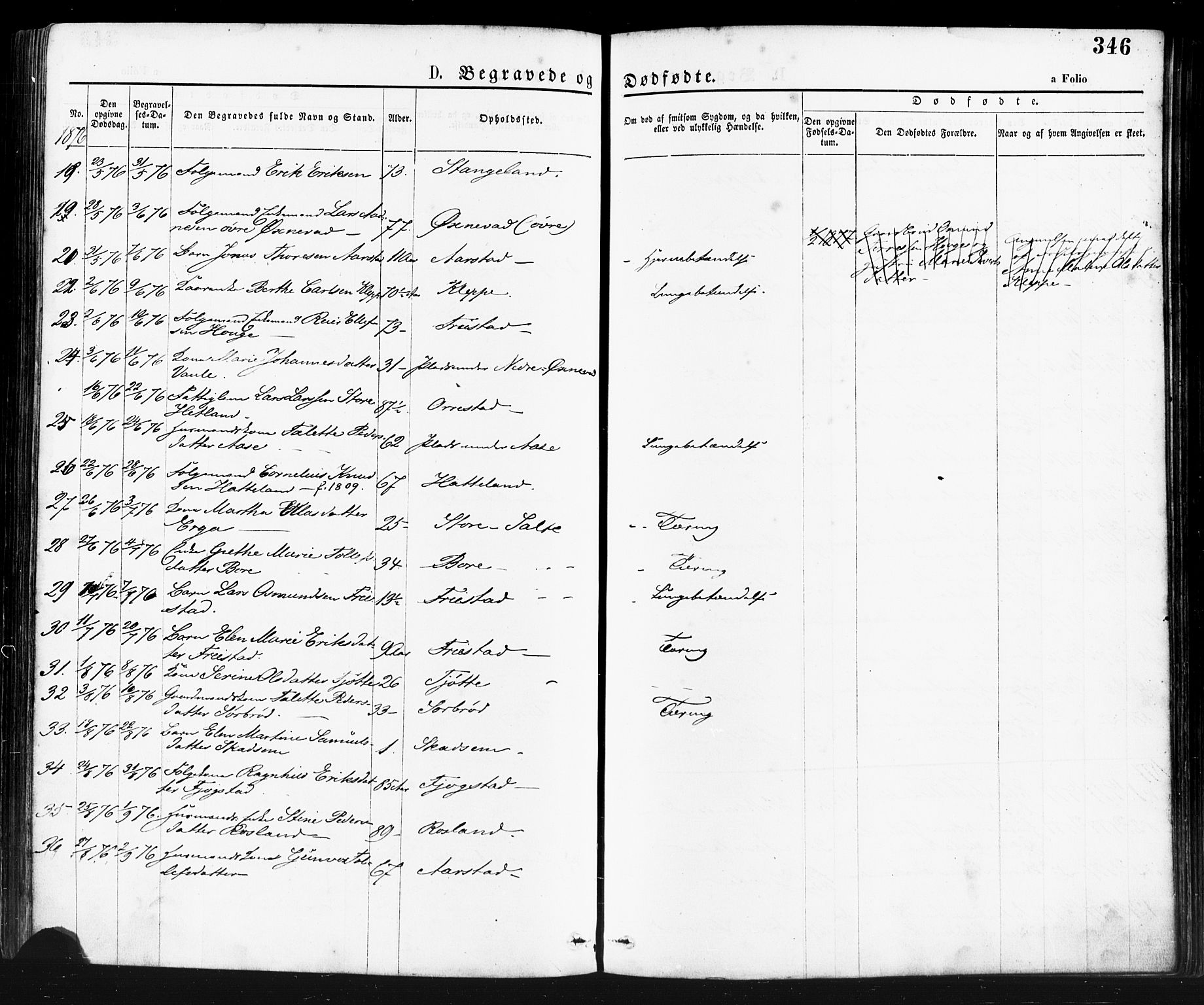 Klepp sokneprestkontor, AV/SAST-A-101803/001/3/30BA/L0006: Parish register (official) no. A 6, 1871-1885, p. 346