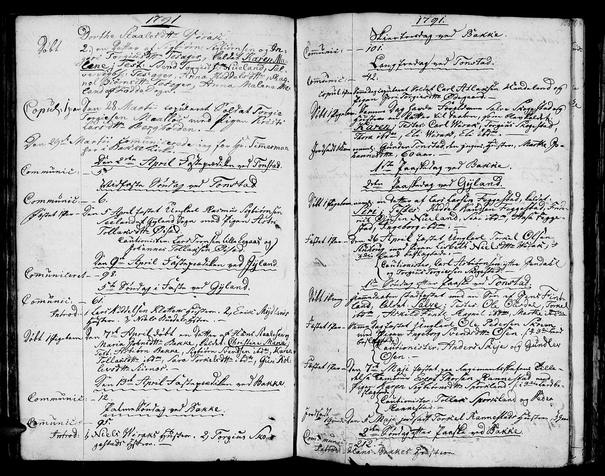 Bakke sokneprestkontor, SAK/1111-0002/F/Fa/Faa/L0002: Parish register (official) no. A 2, 1780-1816, p. 100