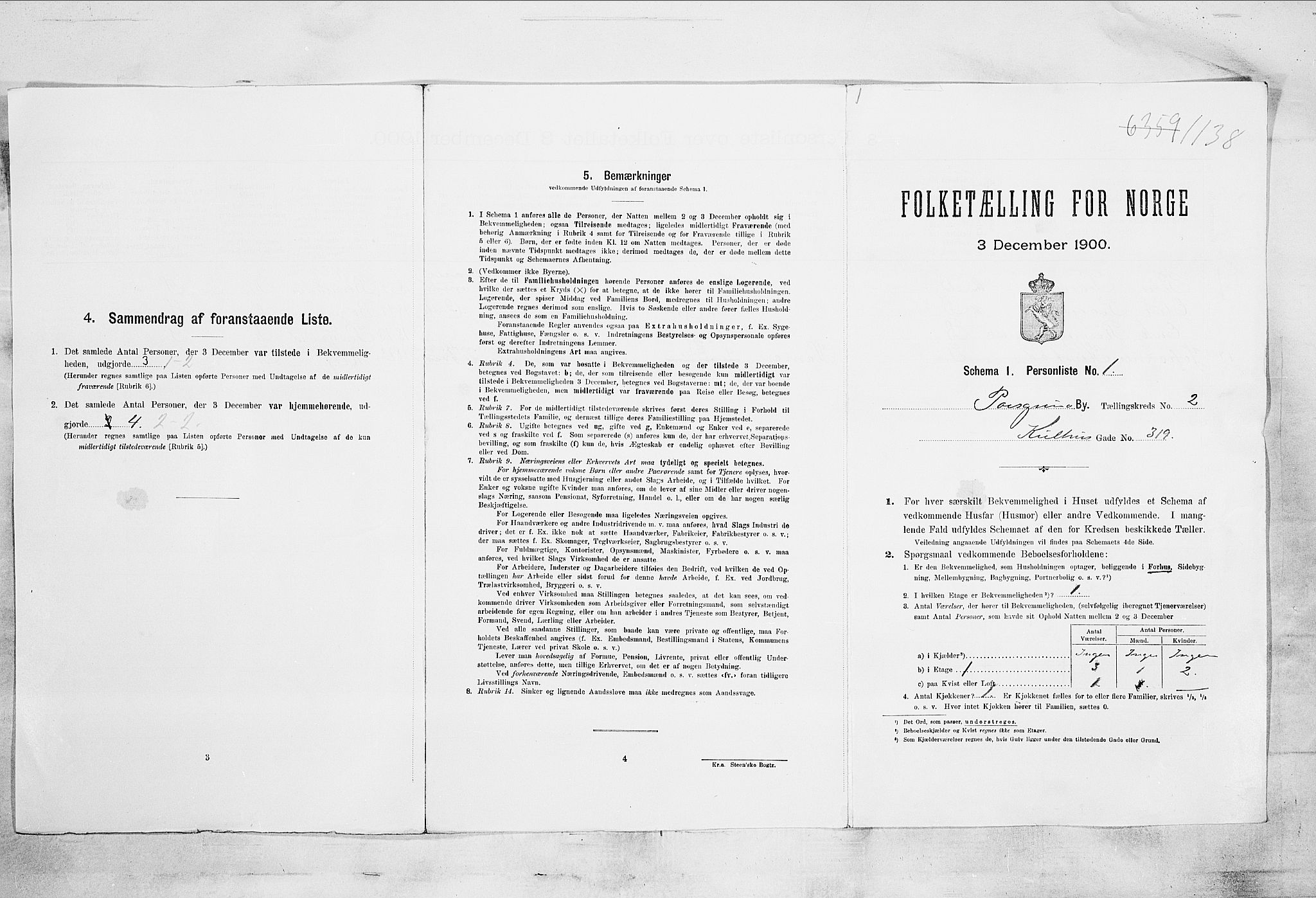 SAKO, 1900 census for Porsgrunn, 1900, p. 3365