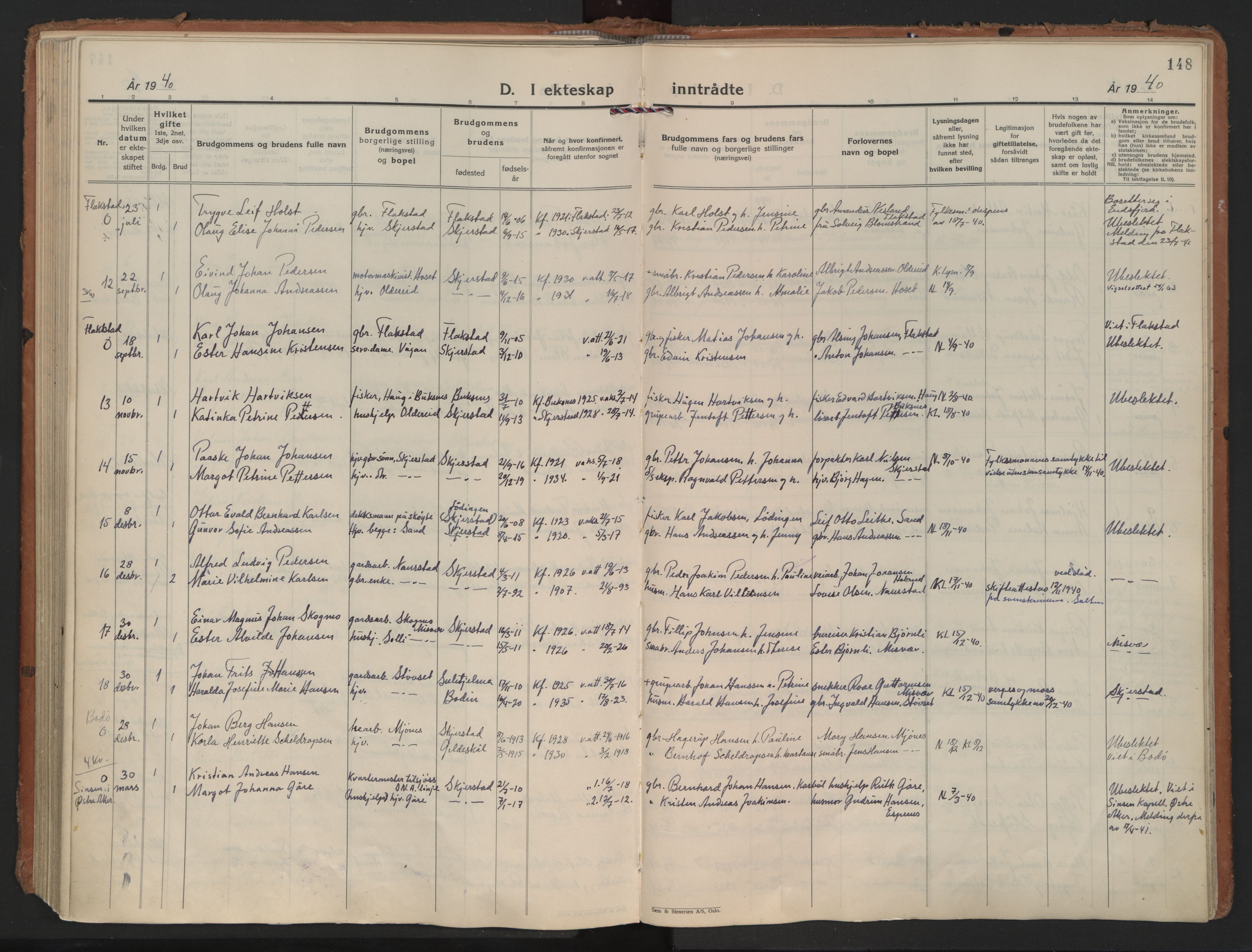 Ministerialprotokoller, klokkerbøker og fødselsregistre - Nordland, AV/SAT-A-1459/852/L0749: Parish register (official) no. 852A19, 1933-1951, p. 148