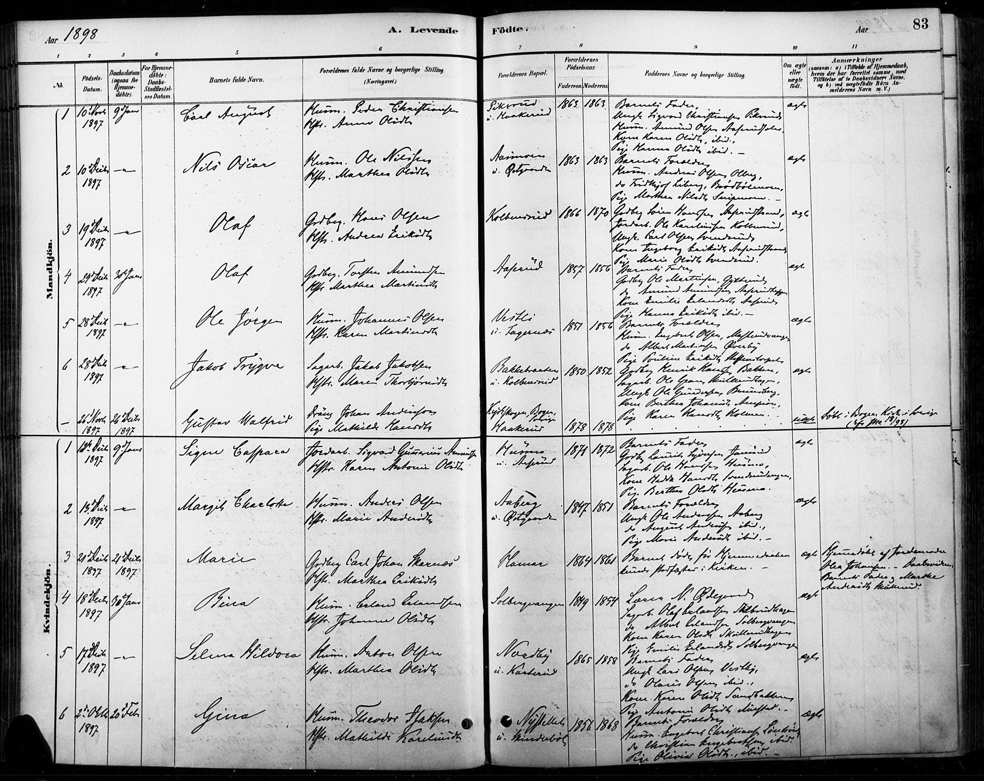 Vinger prestekontor, AV/SAH-PREST-024/H/Ha/Haa/L0015: Parish register (official) no. 15, 1881-1900, p. 83