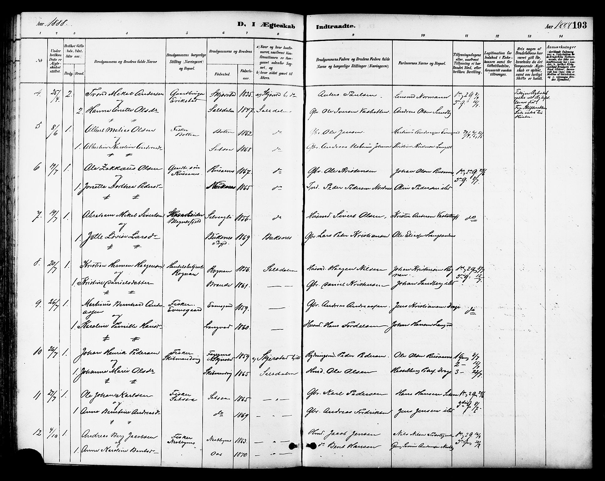 Ministerialprotokoller, klokkerbøker og fødselsregistre - Nordland, SAT/A-1459/847/L0669: Parish register (official) no. 847A09, 1887-1901, p. 193