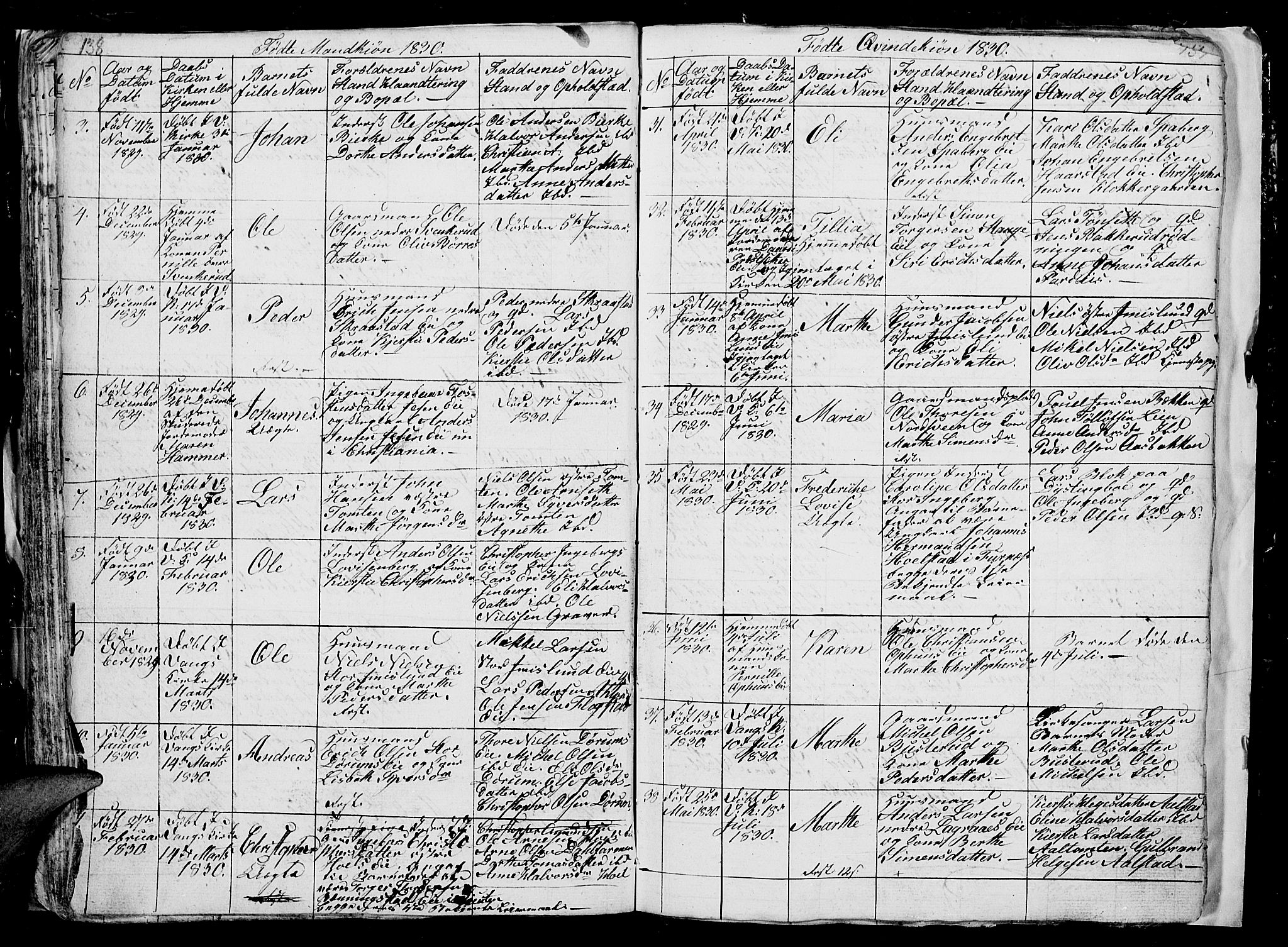Vang prestekontor, Hedmark, SAH/PREST-008/H/Ha/Hab/L0006: Parish register (copy) no. 6, 1819-1832, p. 138-139