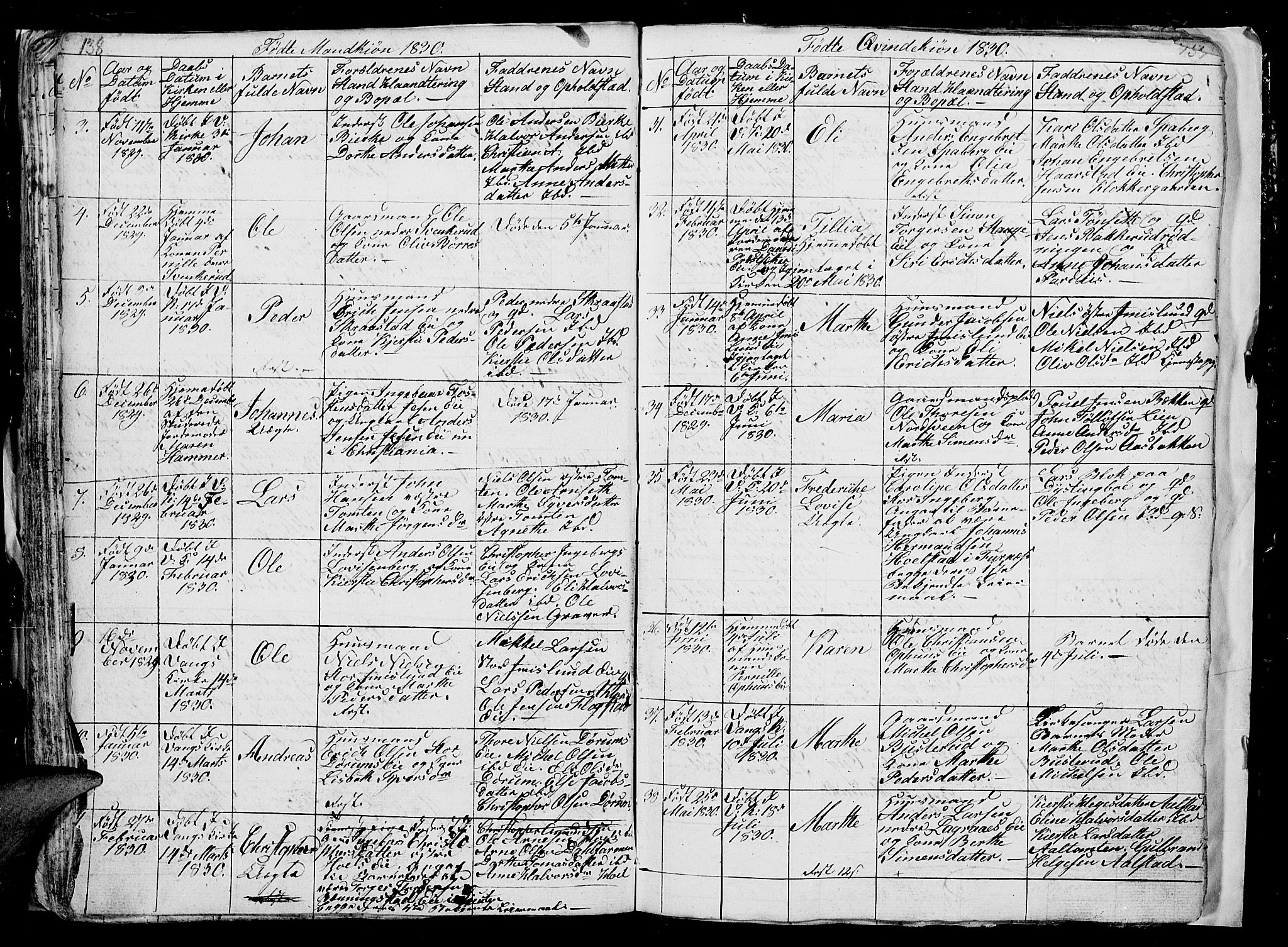 Vang prestekontor, Hedmark, AV/SAH-PREST-008/H/Ha/Hab/L0006: Parish register (copy) no. 6, 1819-1832, p. 138-139