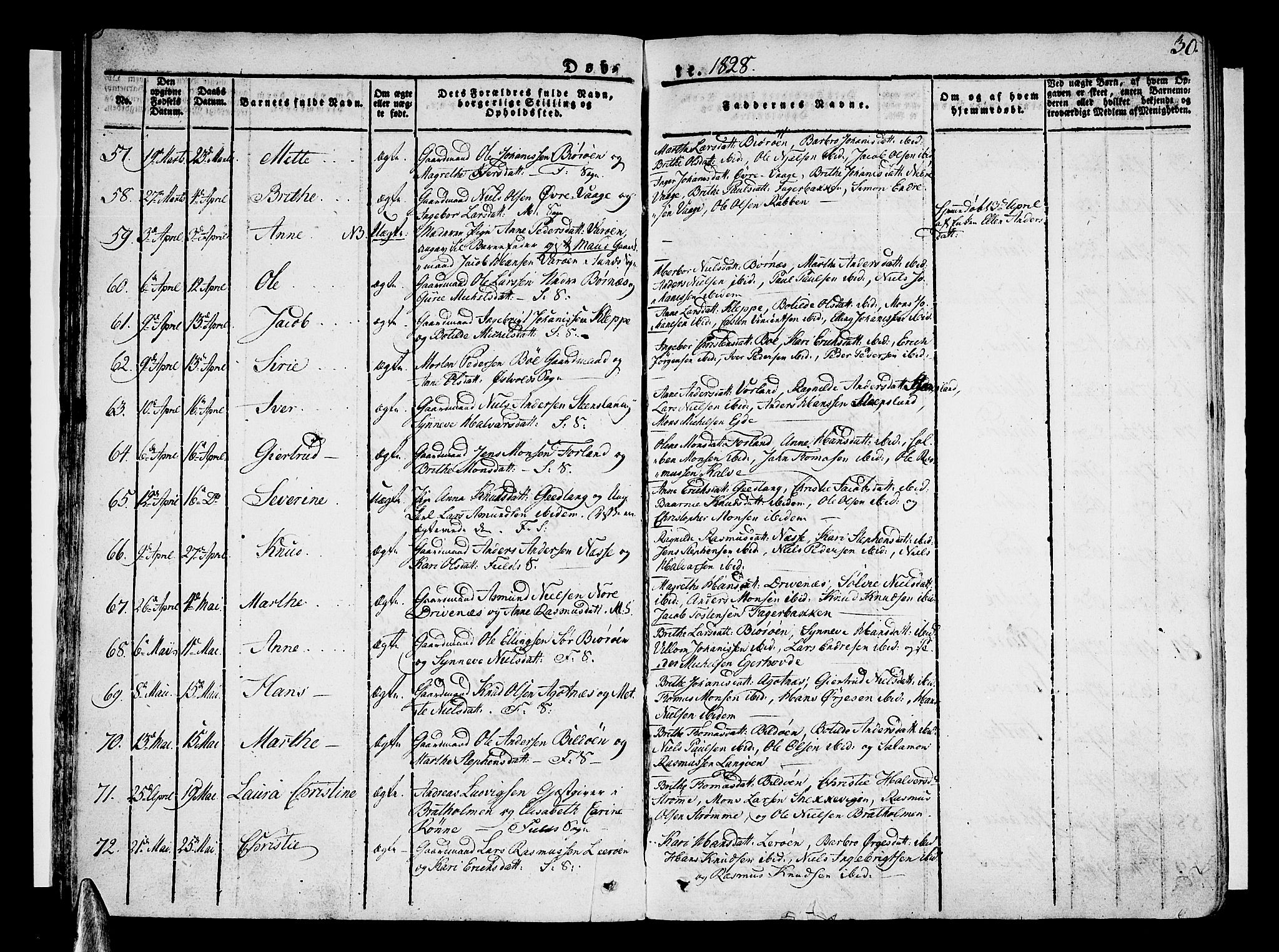 Sund sokneprestembete, SAB/A-99930: Parish register (official) no. A 12, 1825-1835, p. 30