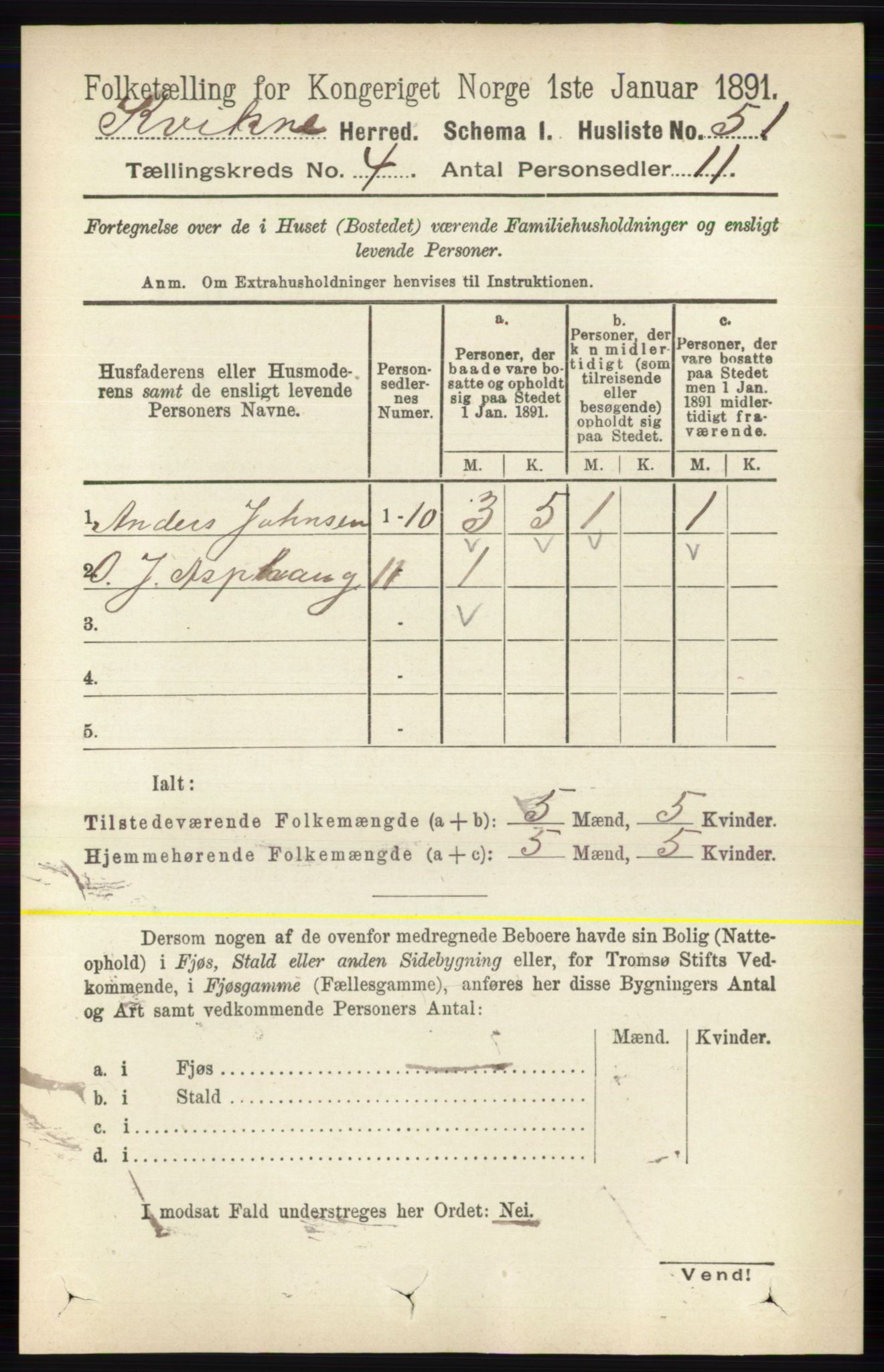 RA, 1891 census for 0440 Kvikne, 1891, p. 967